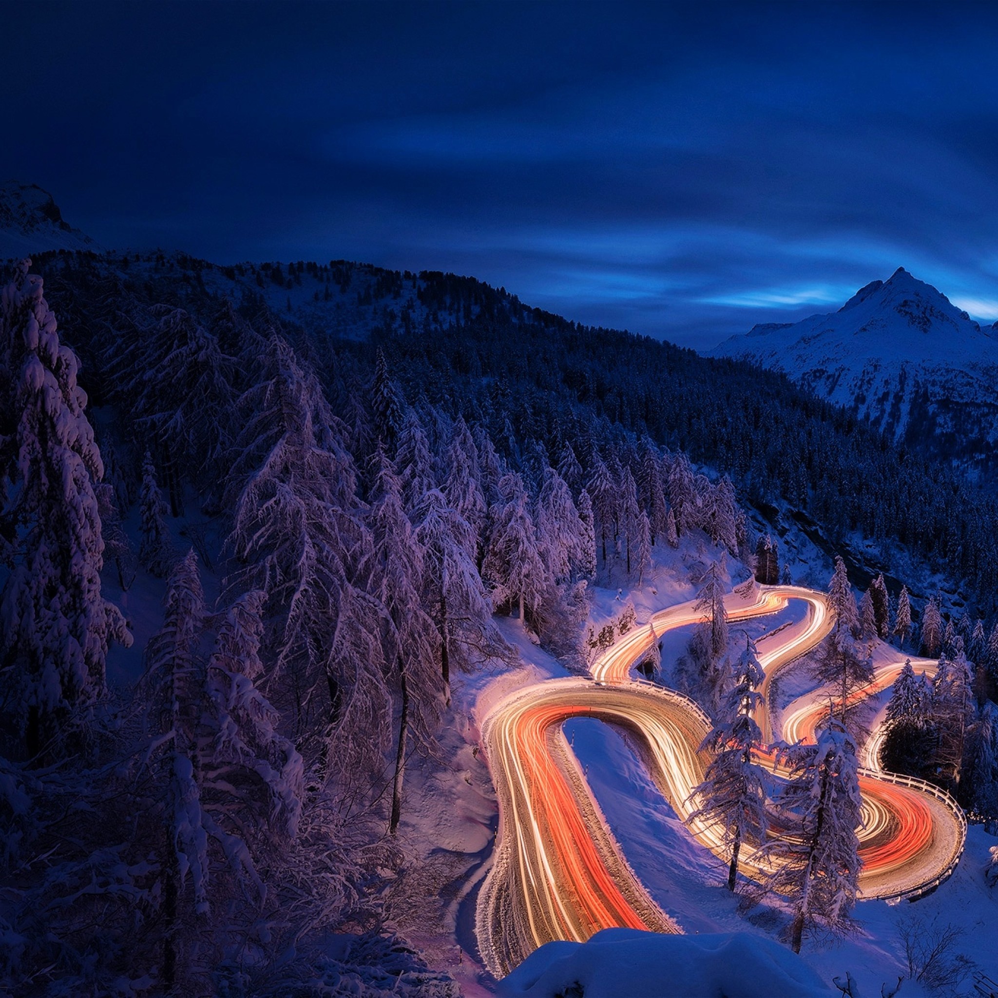 Night Time Mountain Landscape - HD Wallpaper 