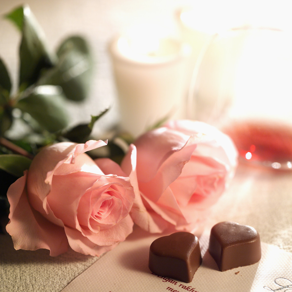 Pink Rose And Chocolate - HD Wallpaper 