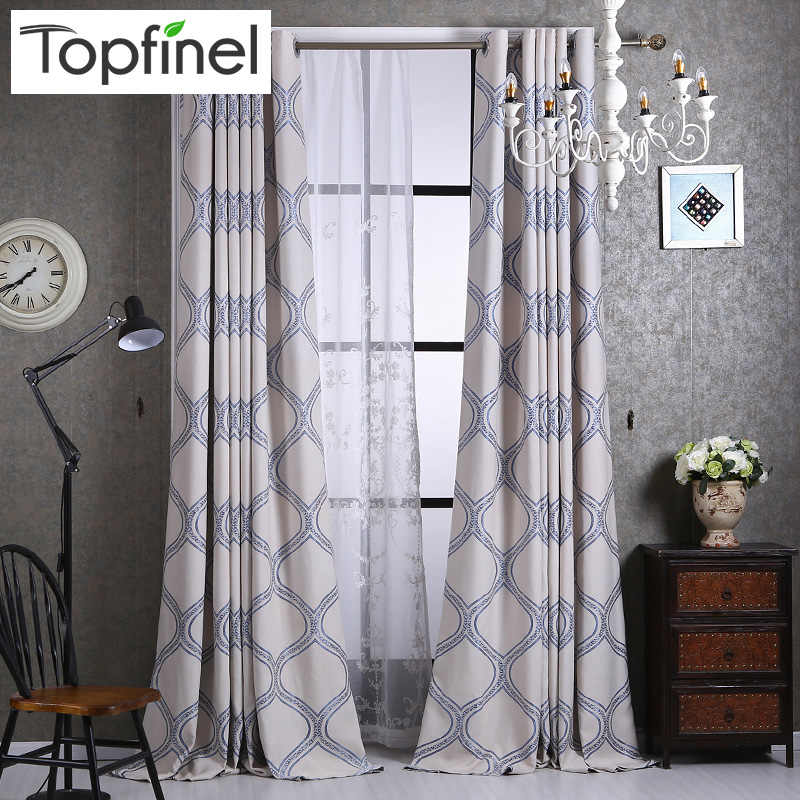 Top Finel Luxury Geometric Linen Curtains For Living - Cortina Com Estampa Geometrica - HD Wallpaper 