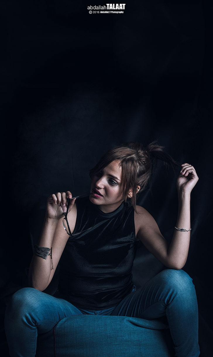 Blue Angel, Dark, Model, Glasses, Young Adult, One - Sitting - HD Wallpaper 