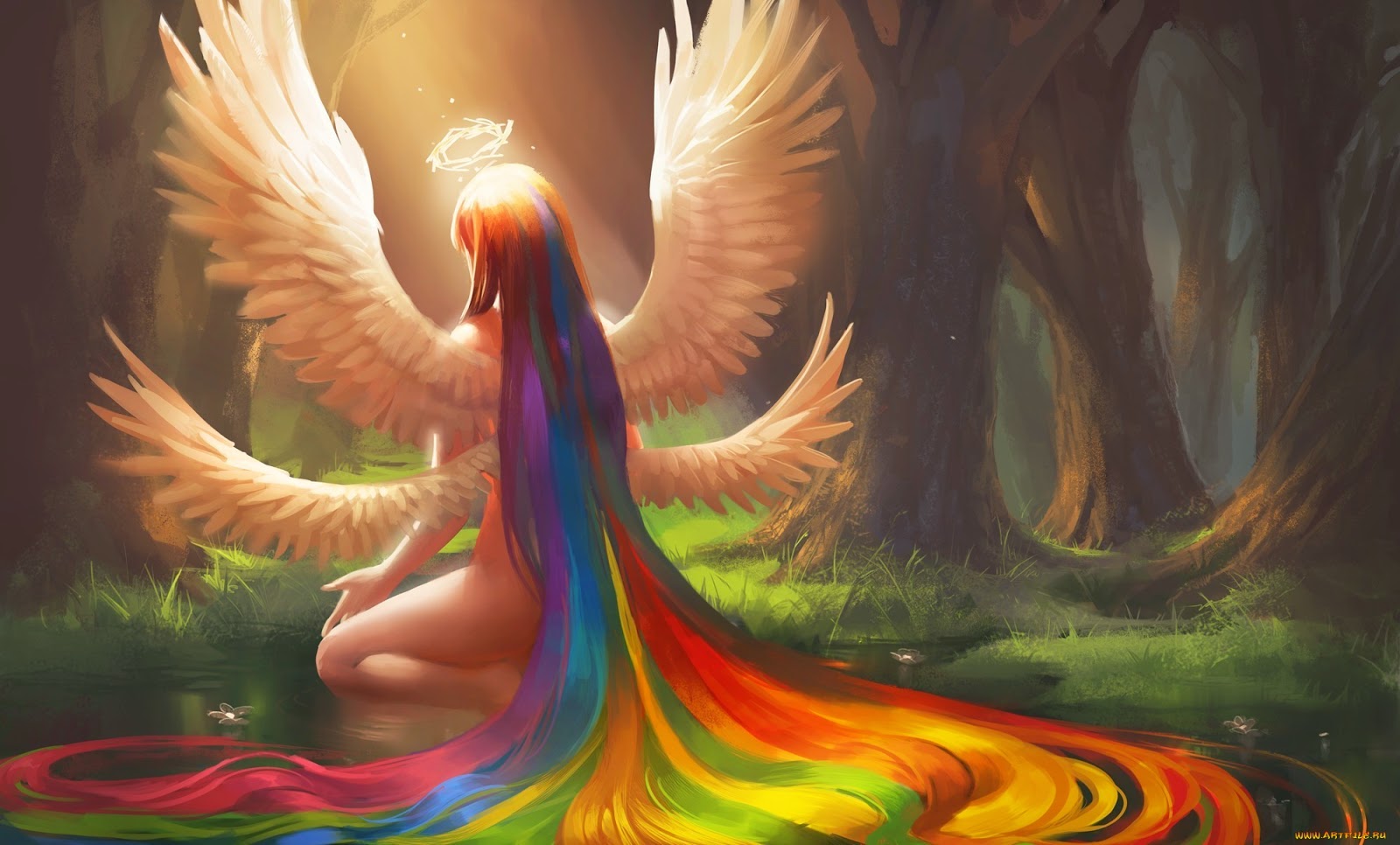 Love Angels Wallpapers - Fantasy Angel Dragon Art - HD Wallpaper 