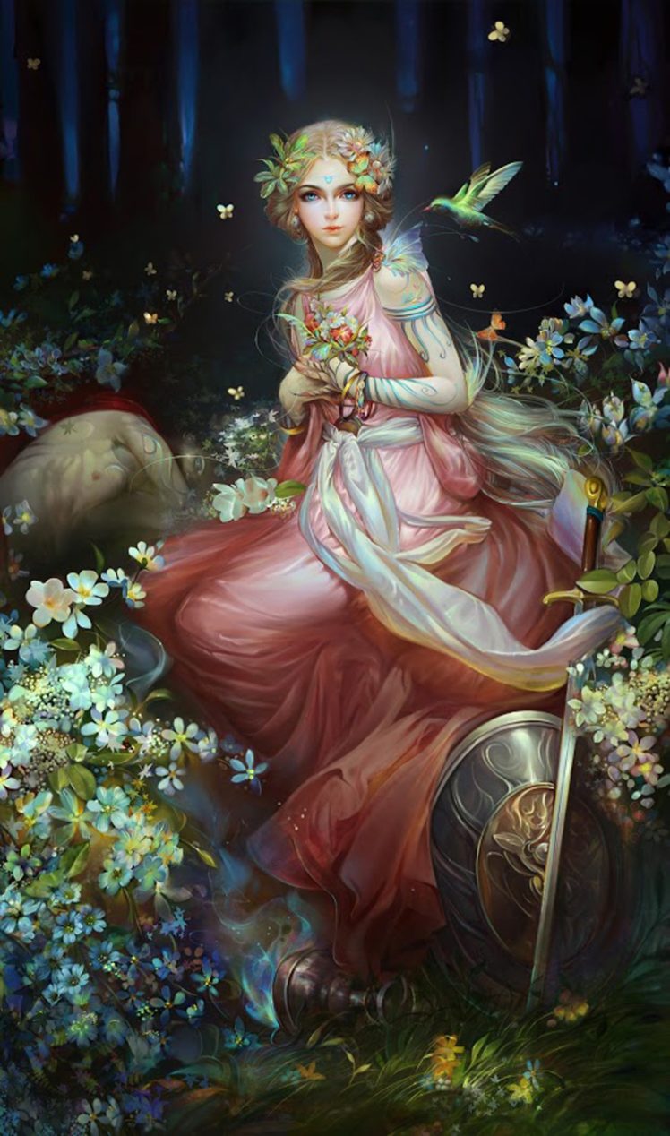 Fairy Flower Girl Art Fantasy - HD Wallpaper 