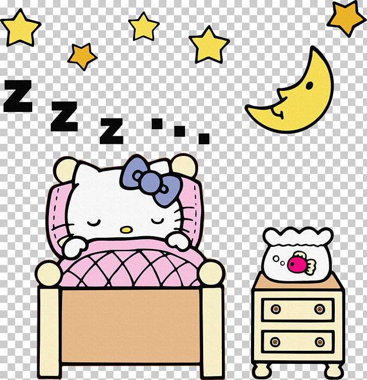 Hello Kitty Coloring Pages Sleeping - HD Wallpaper 