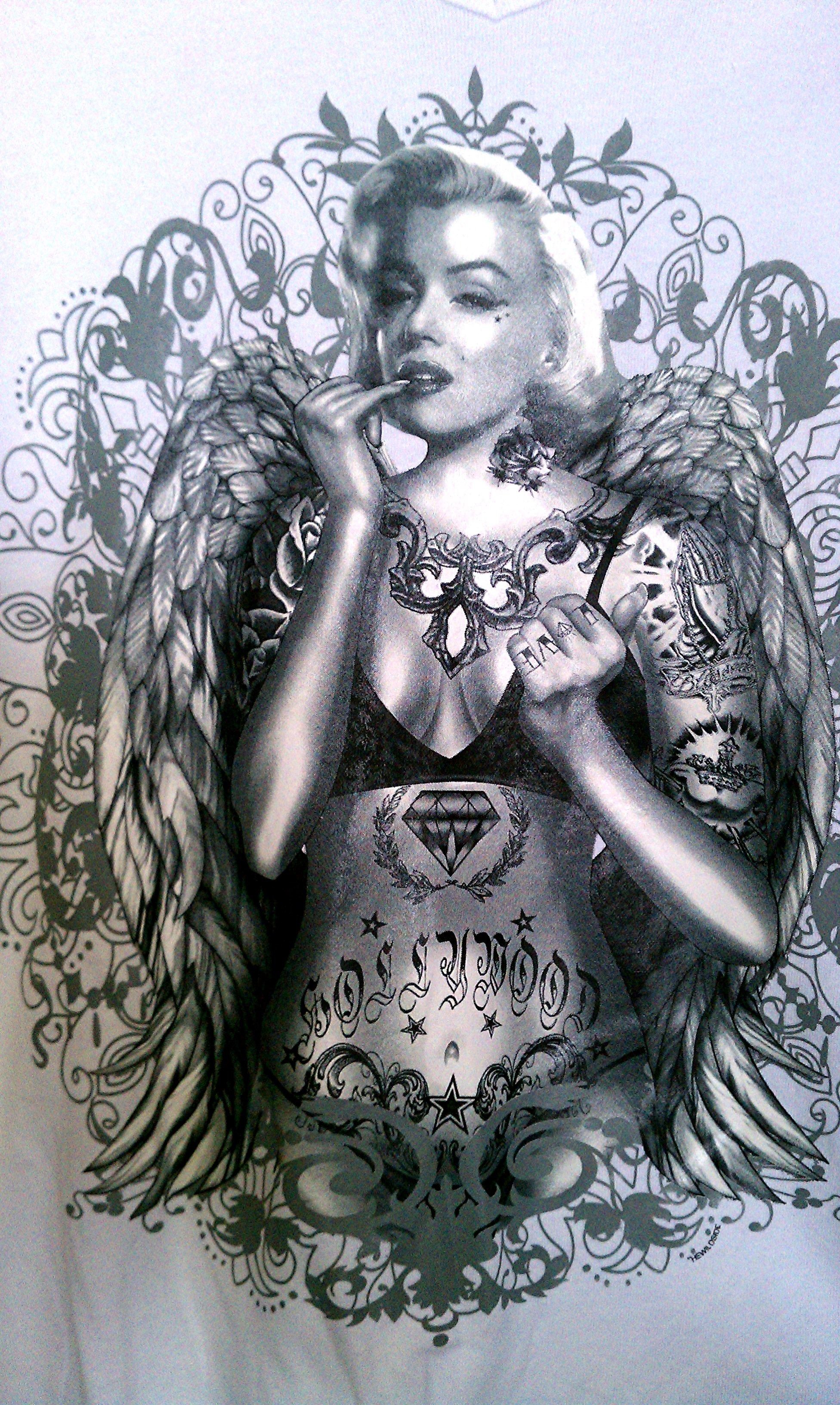 Marilyn Monroe With Tattoos Art Marilyn Monroe Angel - Marilyn Monroe Angel Wings - HD Wallpaper 