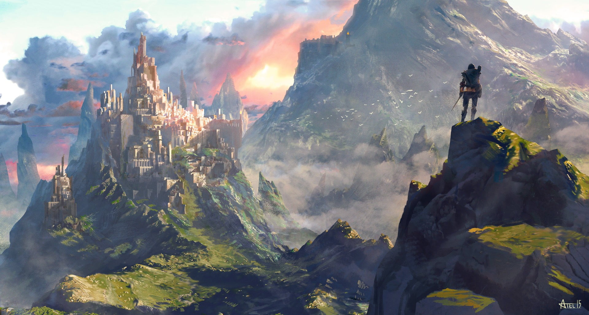 Mountain Castle Concept Art - HD Wallpaper 