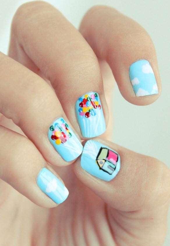 Nails, Blue, And Up Image - Uñas Decoradas De Up - HD Wallpaper 
