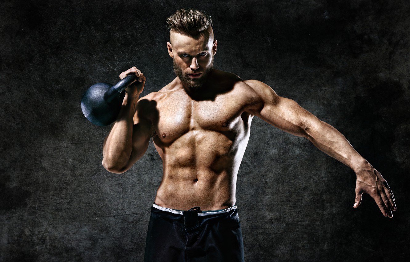 Photo Wallpaper Power, Muscles, Men, Workout, Fitness - Kettlebell - HD Wallpaper 