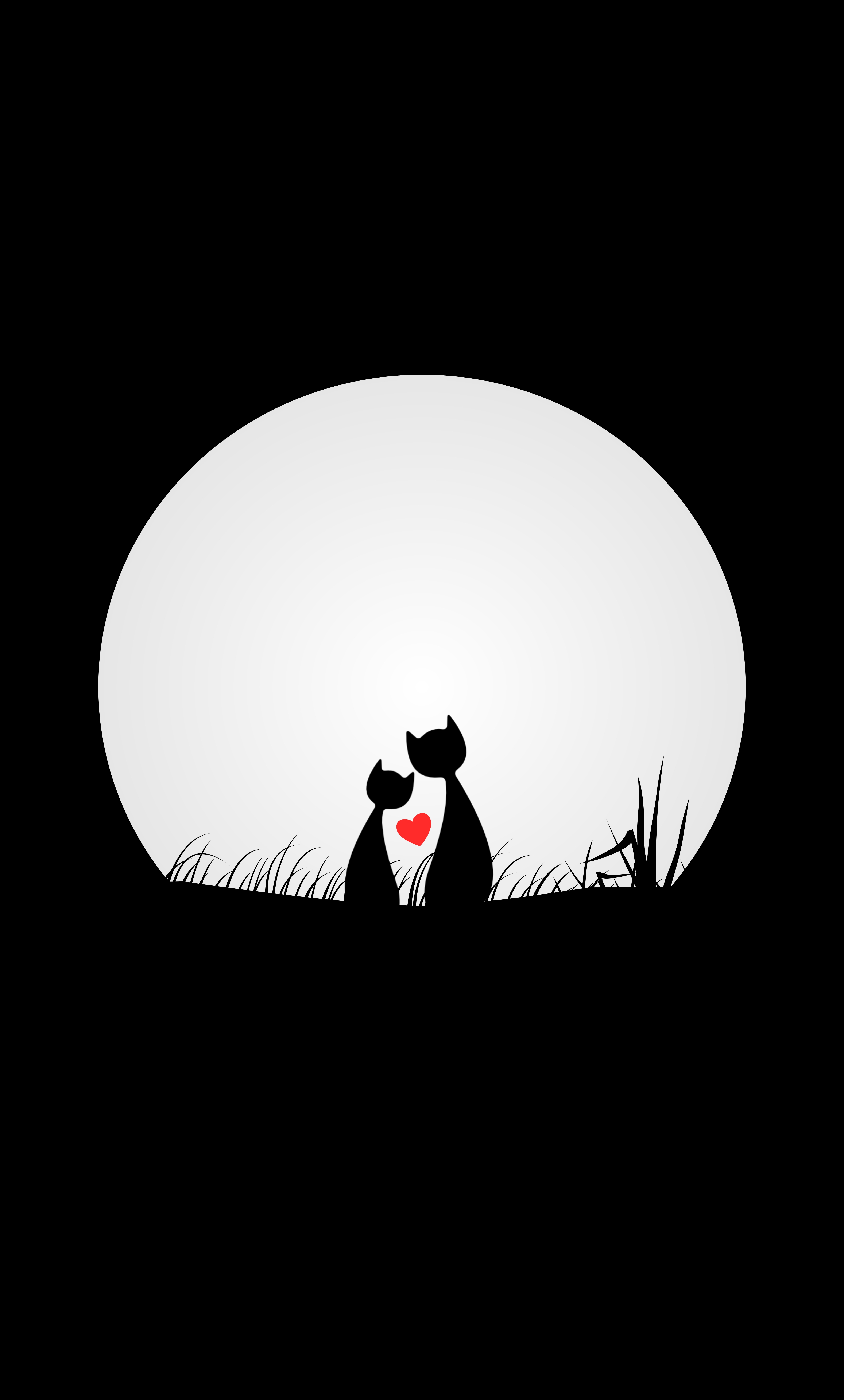 Wallpaper Cats, Love, Silhouettes, Night, Moon - Imagenes De Amor Con Fondo Negro - HD Wallpaper 