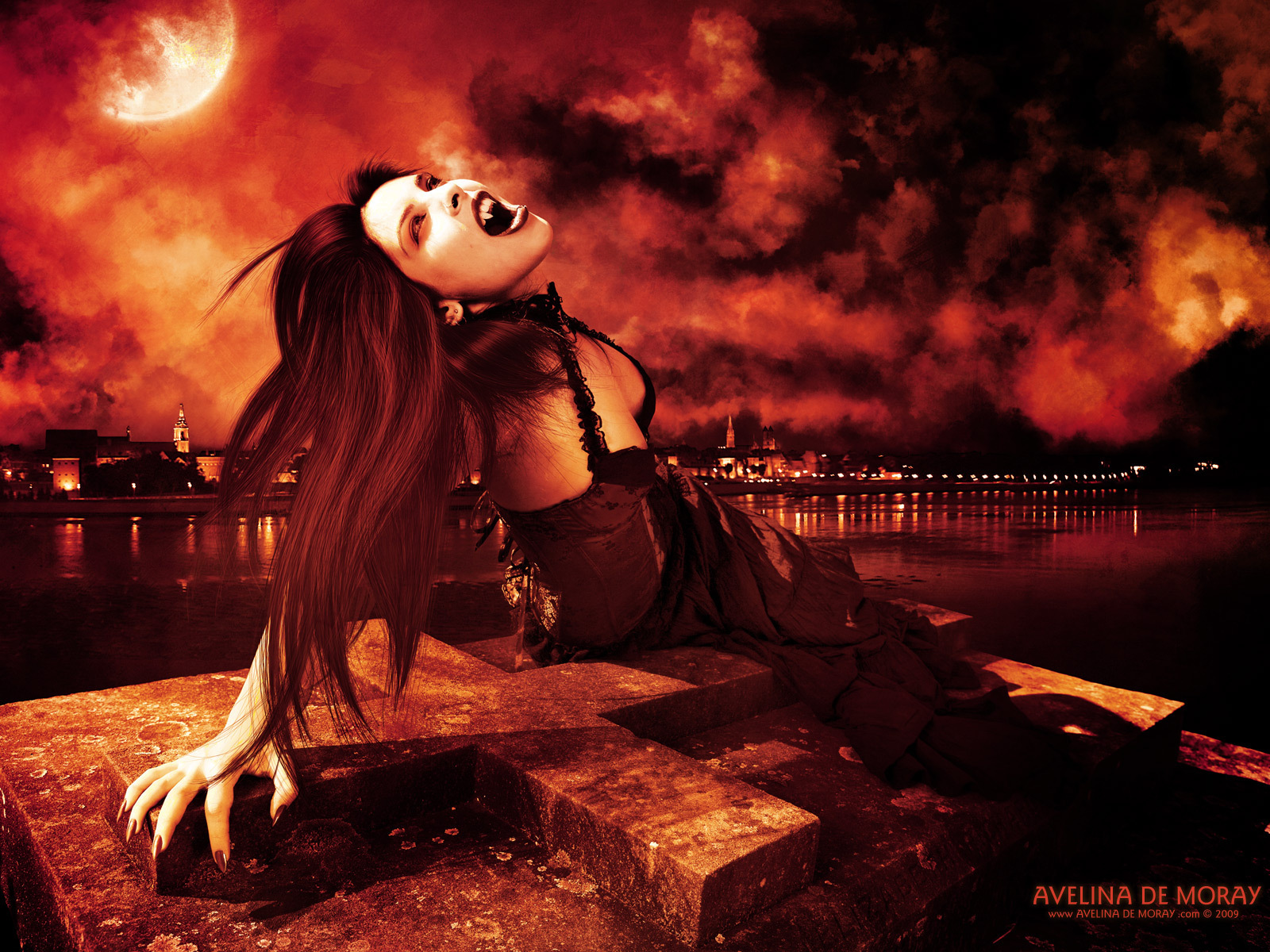Vampire Art Wallpapers By Artist Avelina De Moray - Gothic Vampire Backgrounds - HD Wallpaper 