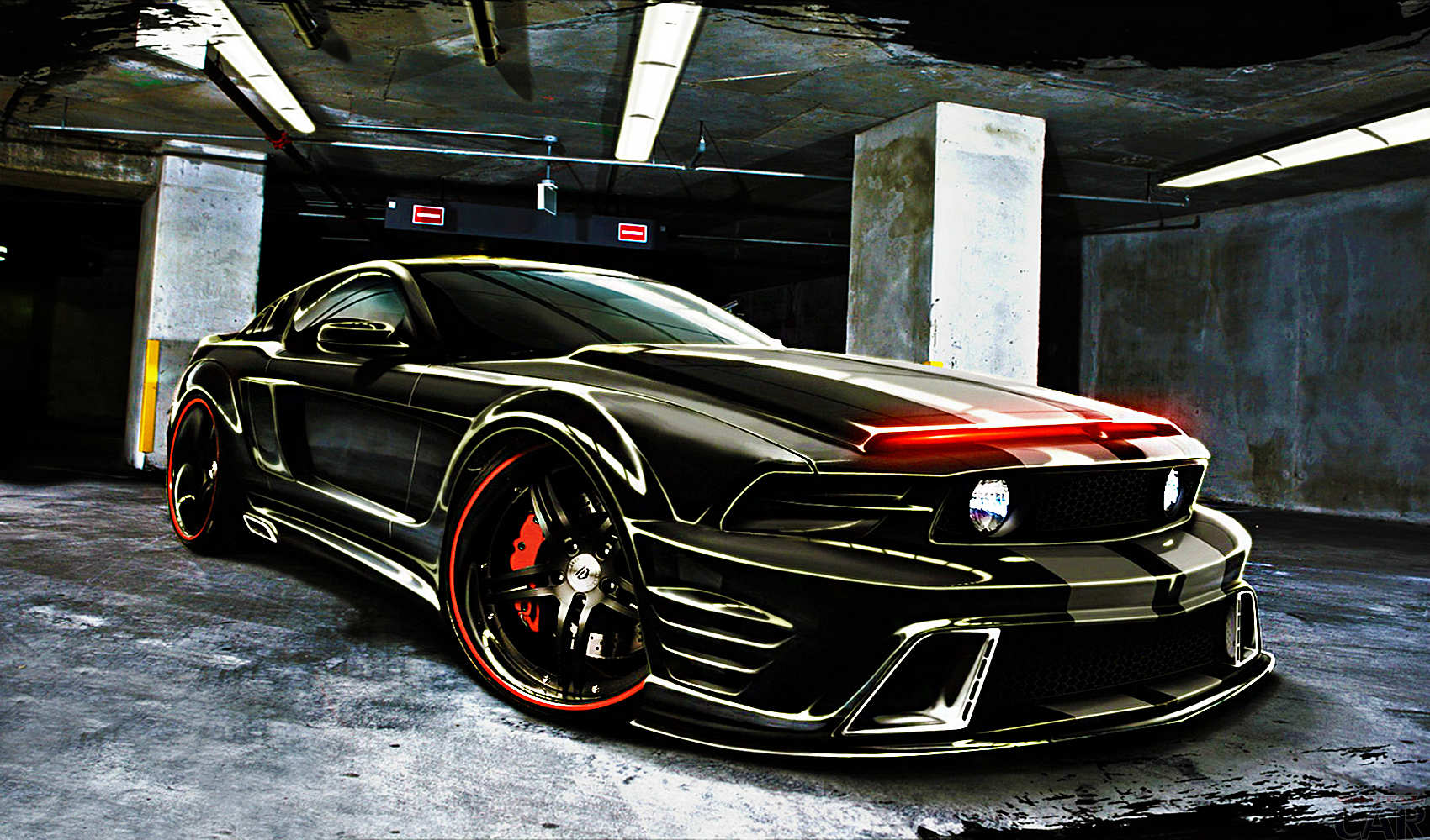 Ford Mustang Wallpaper Black Mustang Red Trim 1700x1000 Wallpaper Teahub Io