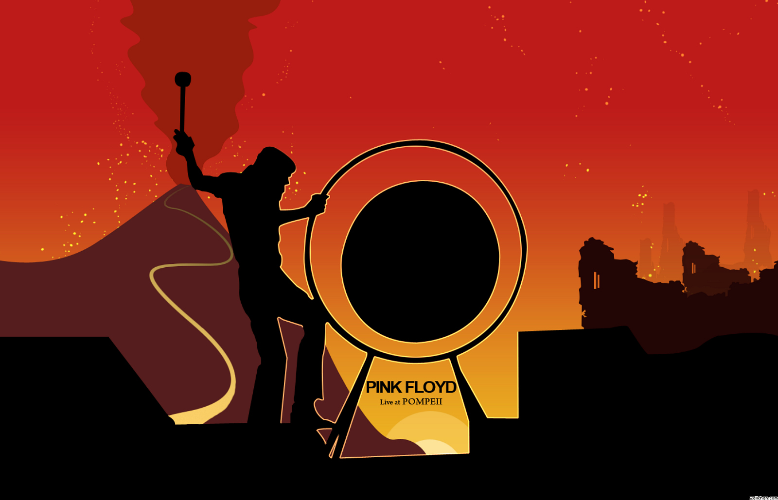 Live At Pompei - Pink Floyd Pompeii Art - HD Wallpaper 