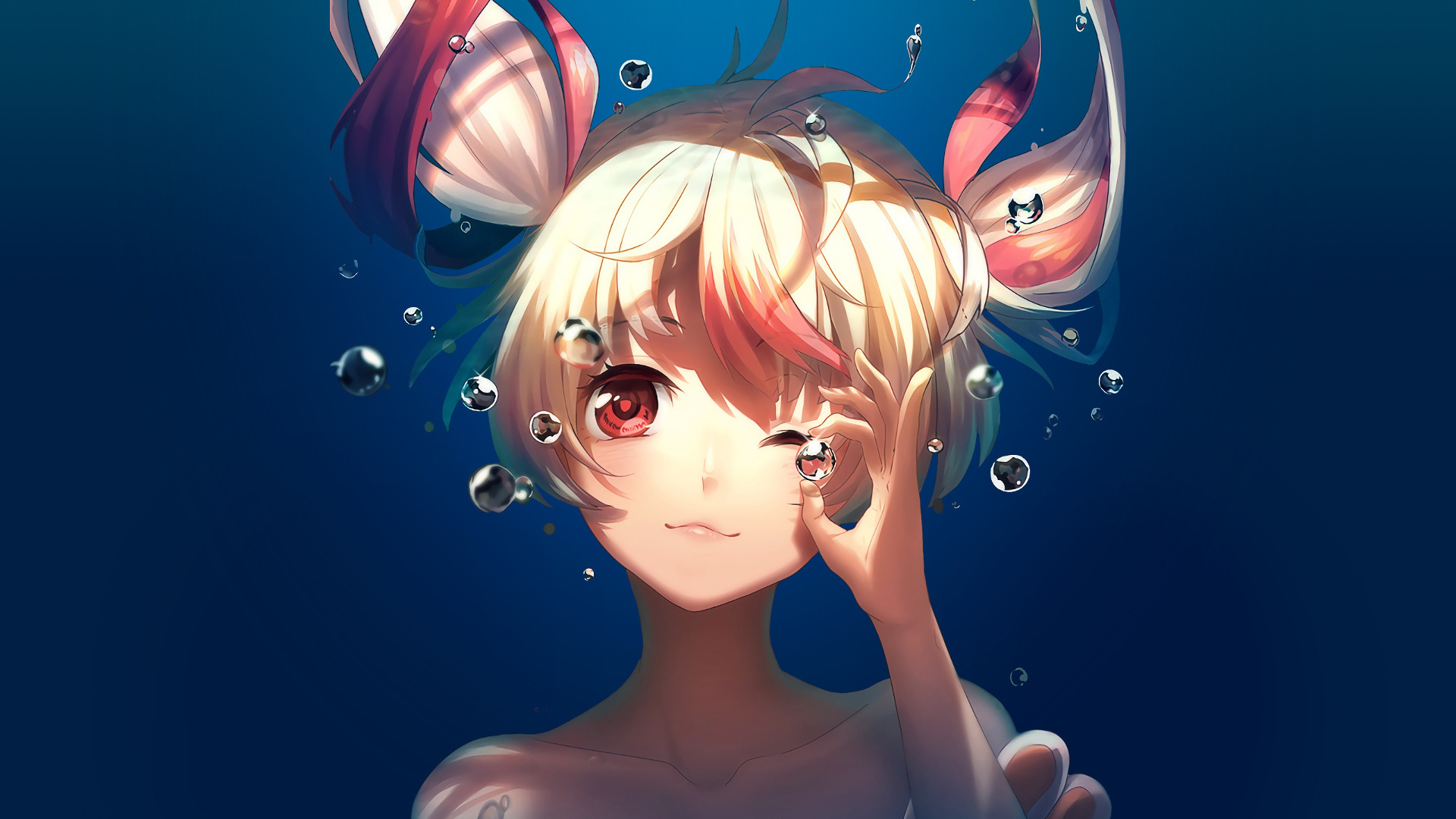 Cute, Anime Girl, Underwater, Bubbles, Wallpaper - Beautiful Anime Illustration - HD Wallpaper 