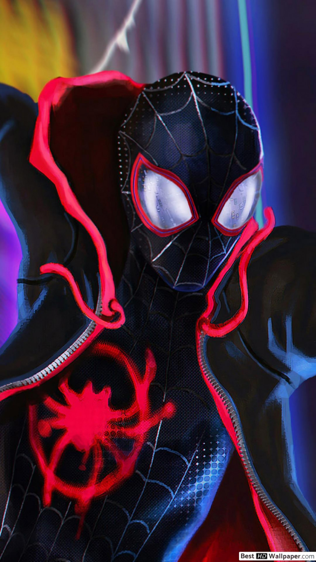 Black Spider Man, Into The Spider Vers Hd Wallpaper - Spiderman Into The Spider  Verse - 1047x1862 Wallpaper 