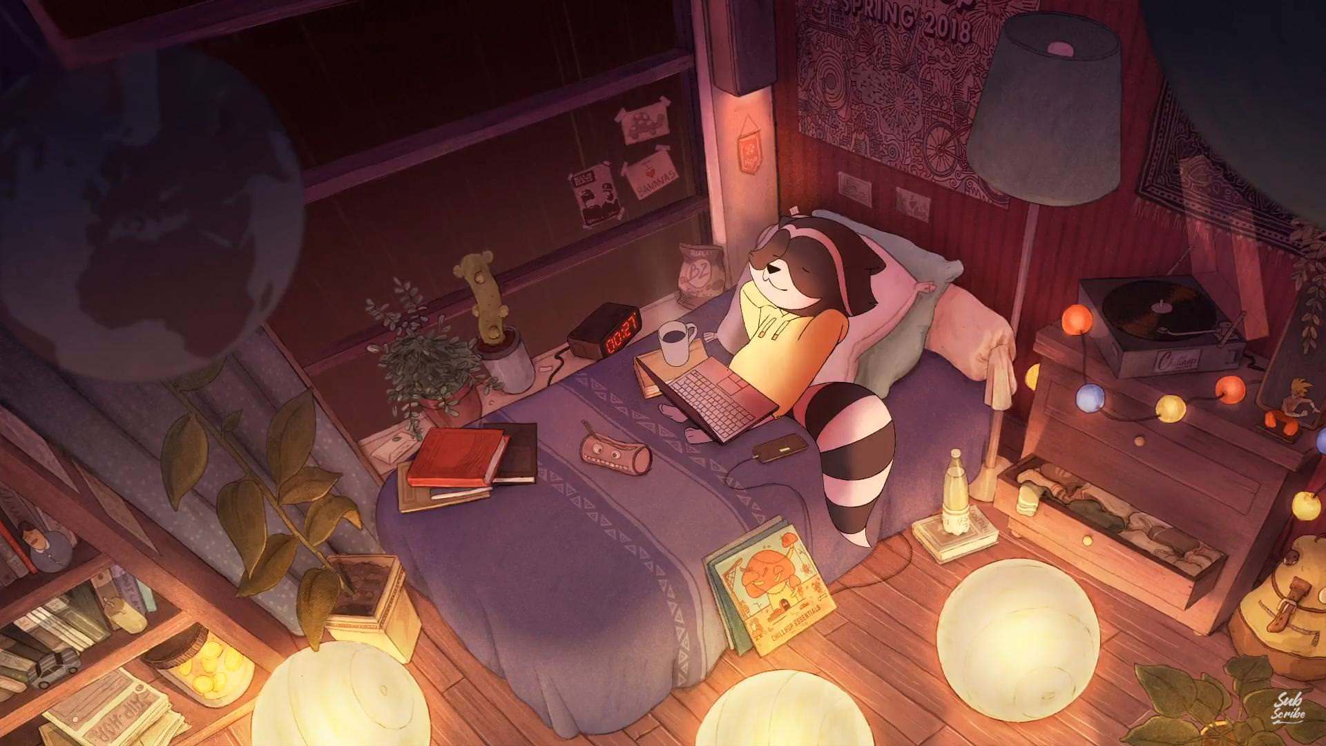 Lofi Hip Hop Raccoon - HD Wallpaper 