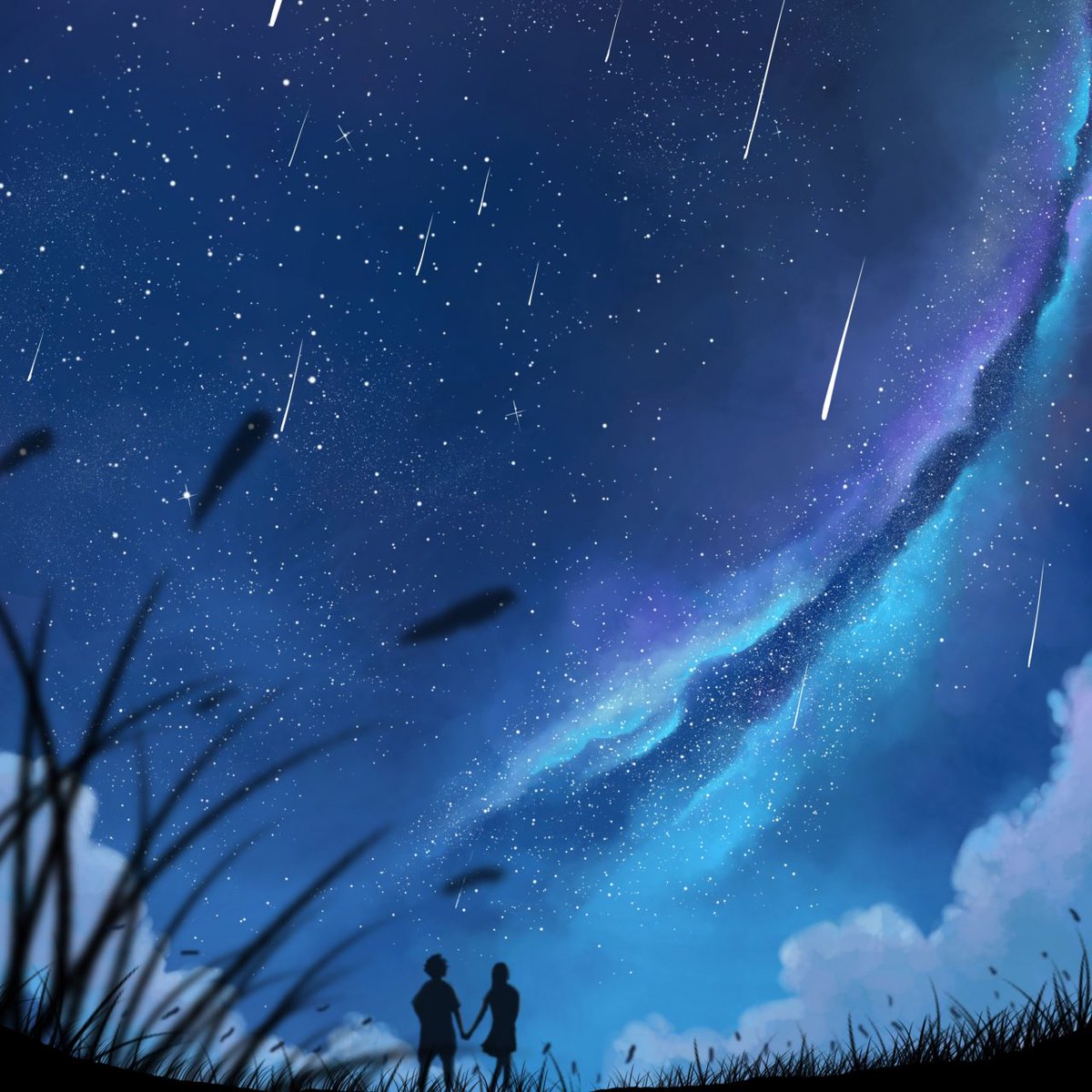 Starry Night Anime Background - HD Wallpaper 