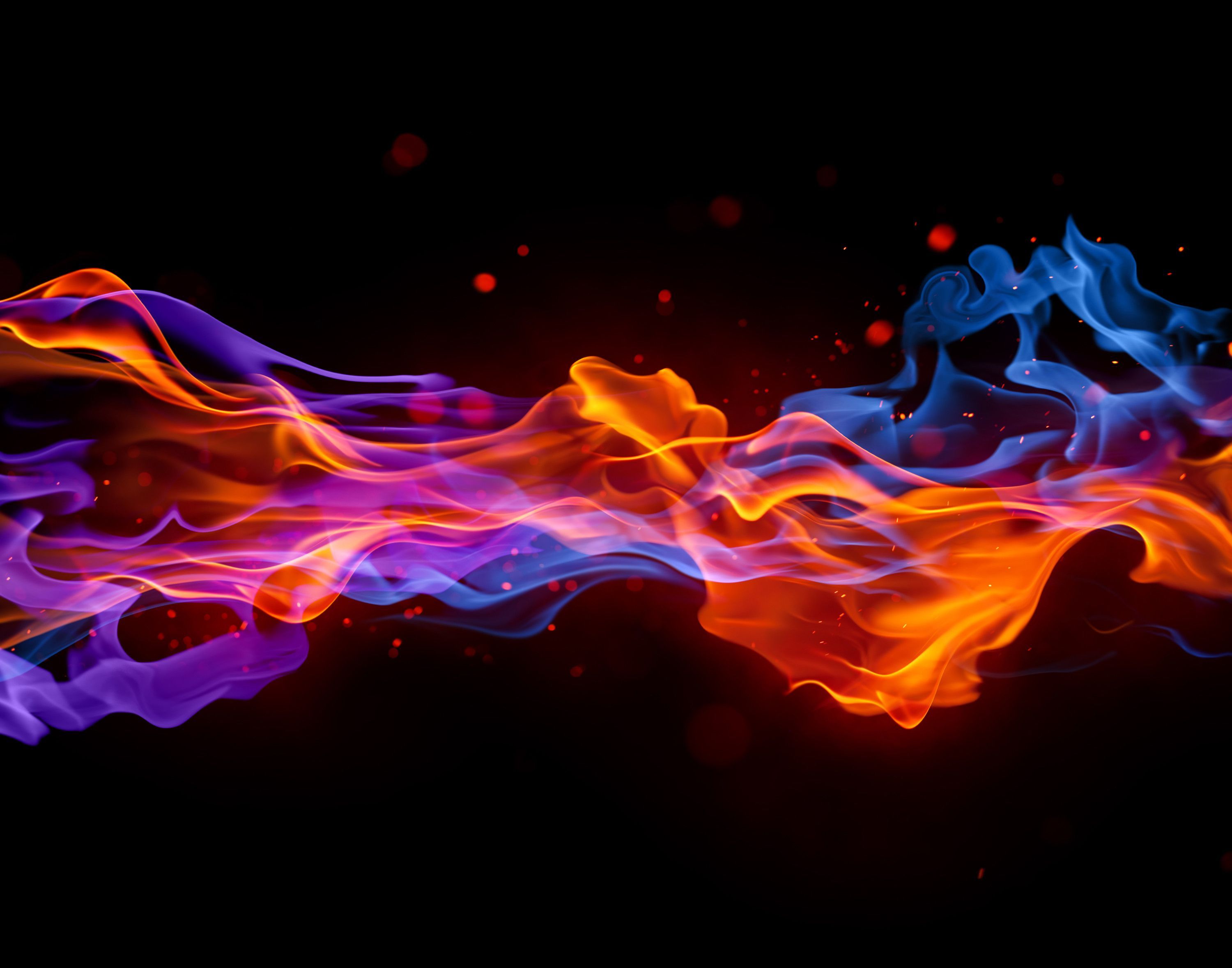 Blue And Red Fire - HD Wallpaper 