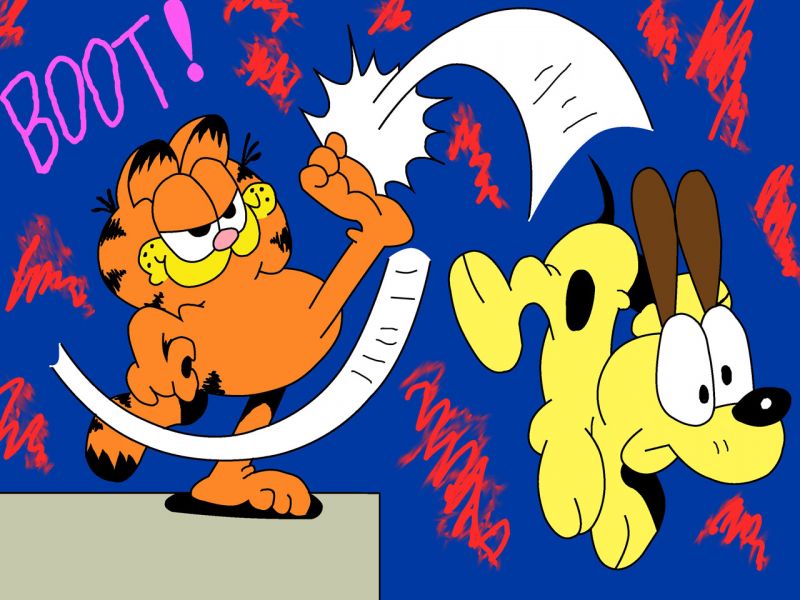 Garfield Kicking Odie Wallpaper - Garfield Kicking Odie - HD Wallpaper 
