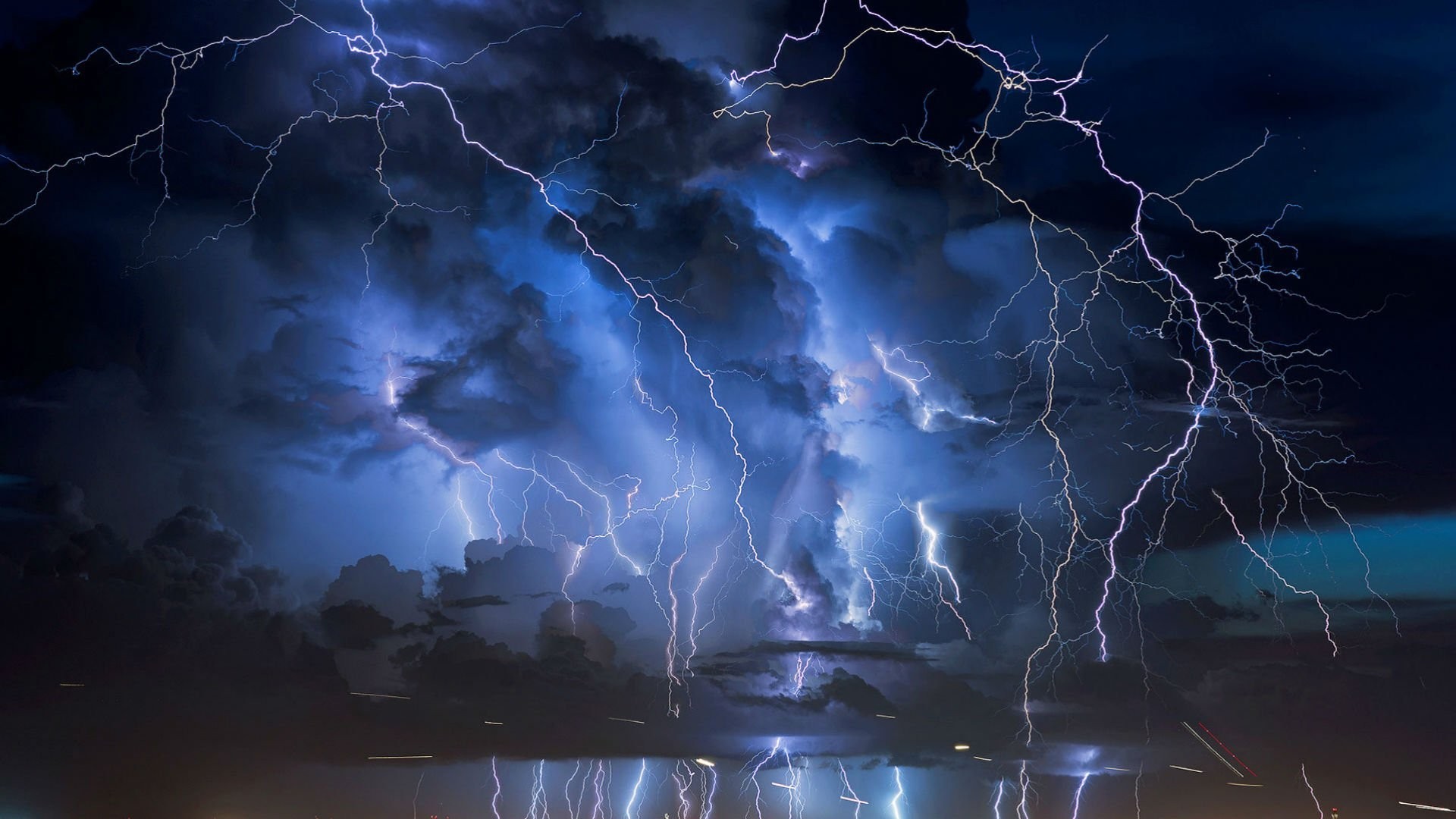 Cities Nature Sky Storm City Clouds Lightning Night - Tormenta Electrica Hd - HD Wallpaper 