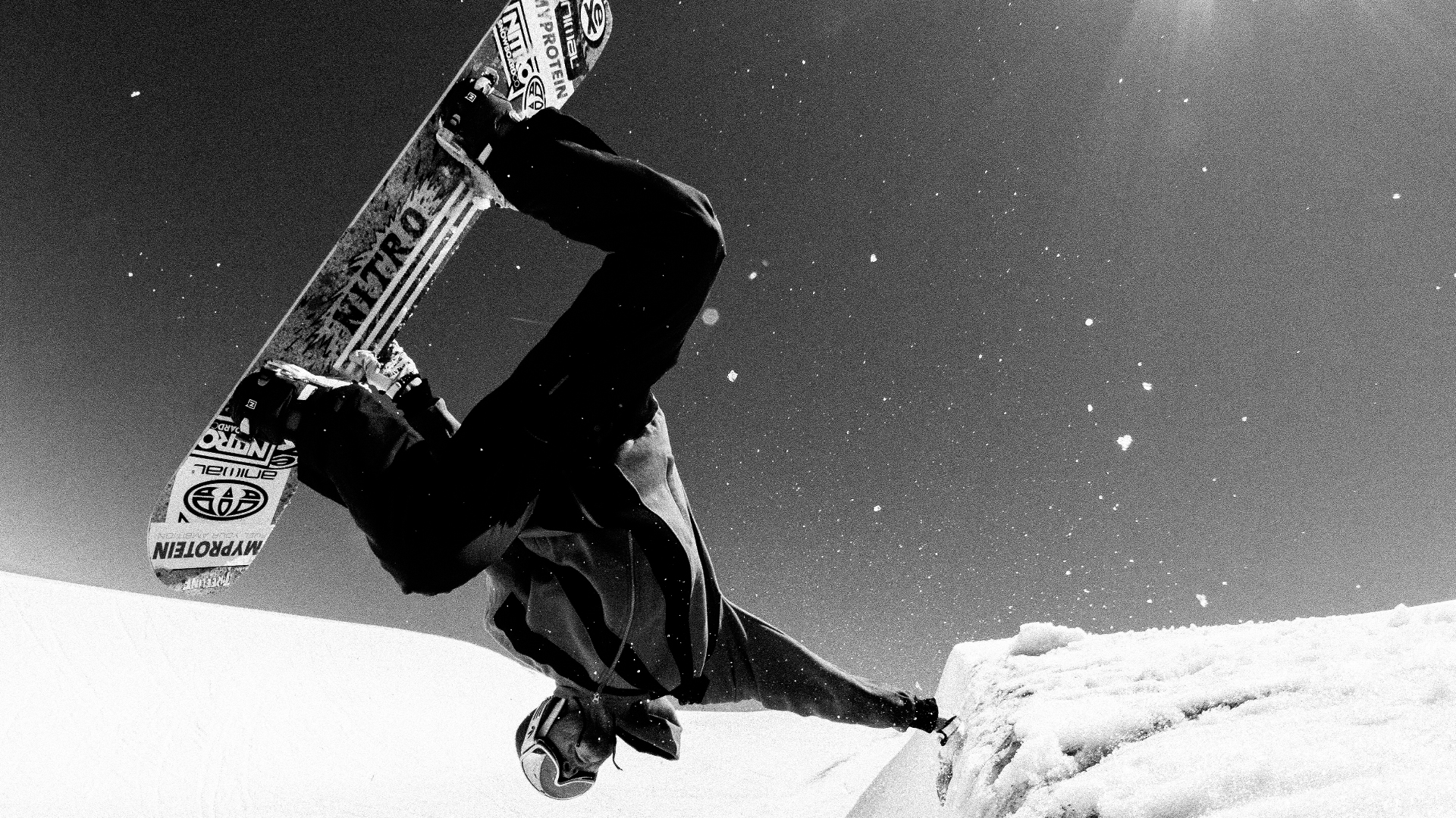 Snowboarding Black And White - HD Wallpaper 