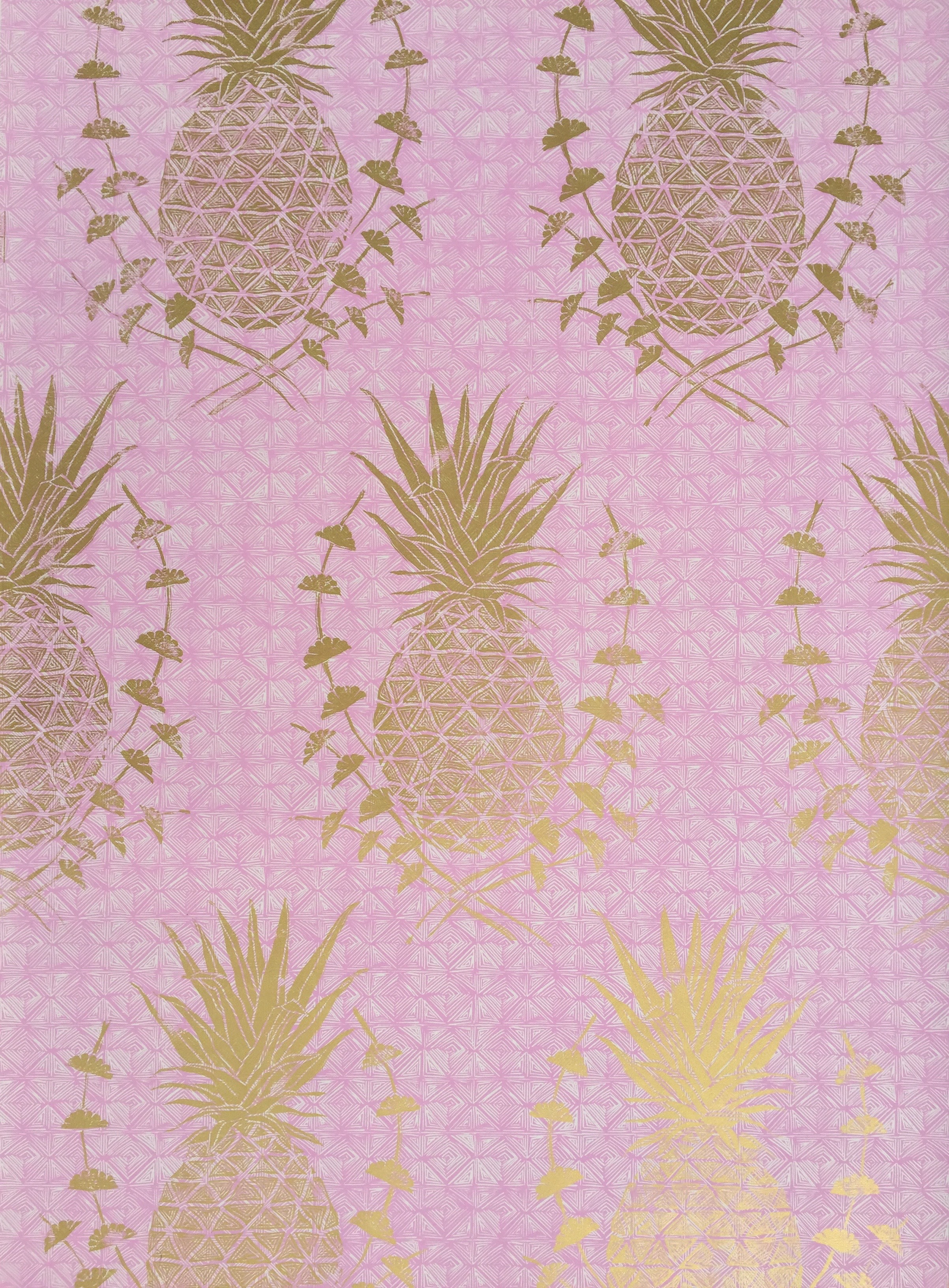 Gold Pineapples On Pink - HD Wallpaper 