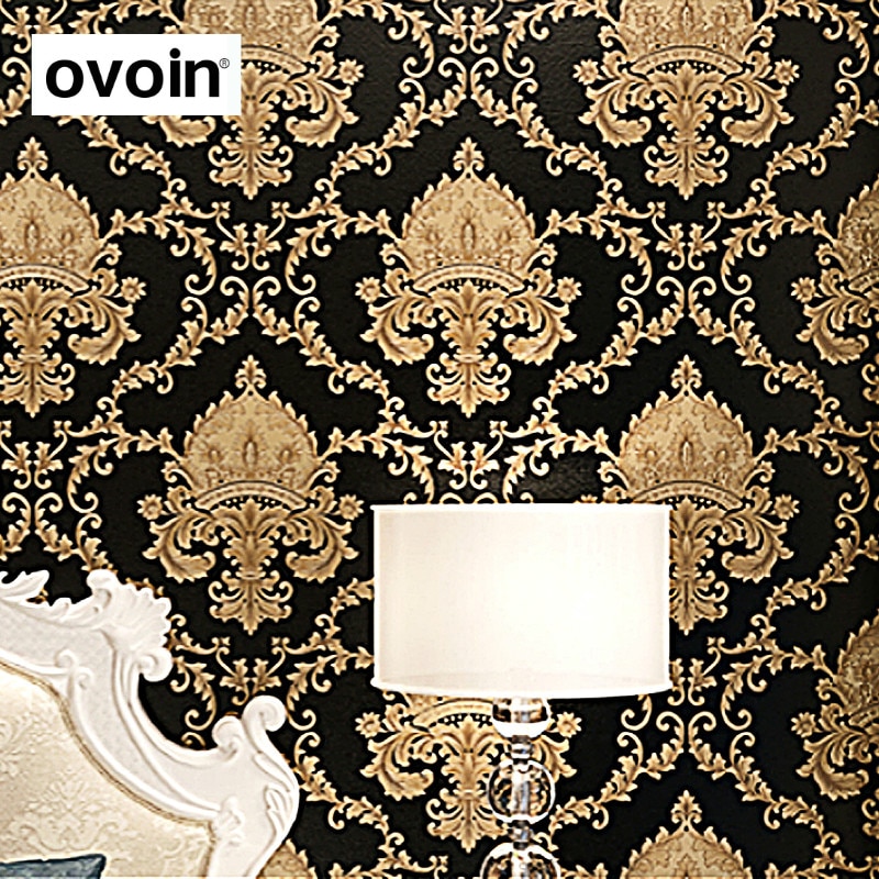 3d Embossed Wallpaper Metallic Cover - Stiker Dinding Warna Emas - HD Wallpaper 