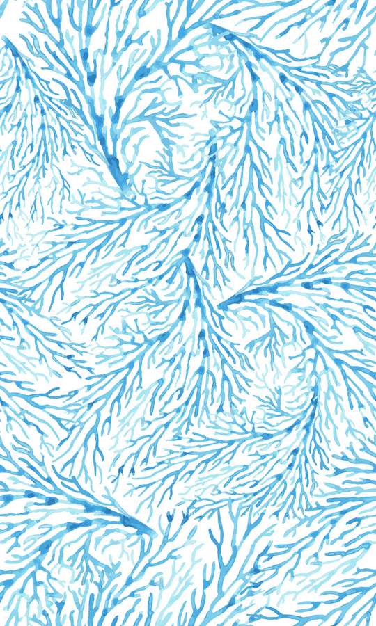Coral Pattern Wallpaper Mural Blue Pattern On White - Visual Arts - HD Wallpaper 