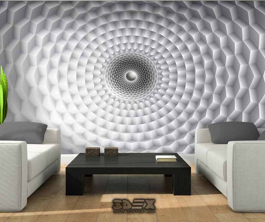 Black And White 3d Wallpaper Designs For Living Room - Living Room Wallpaper Ideas 2019 - HD Wallpaper 