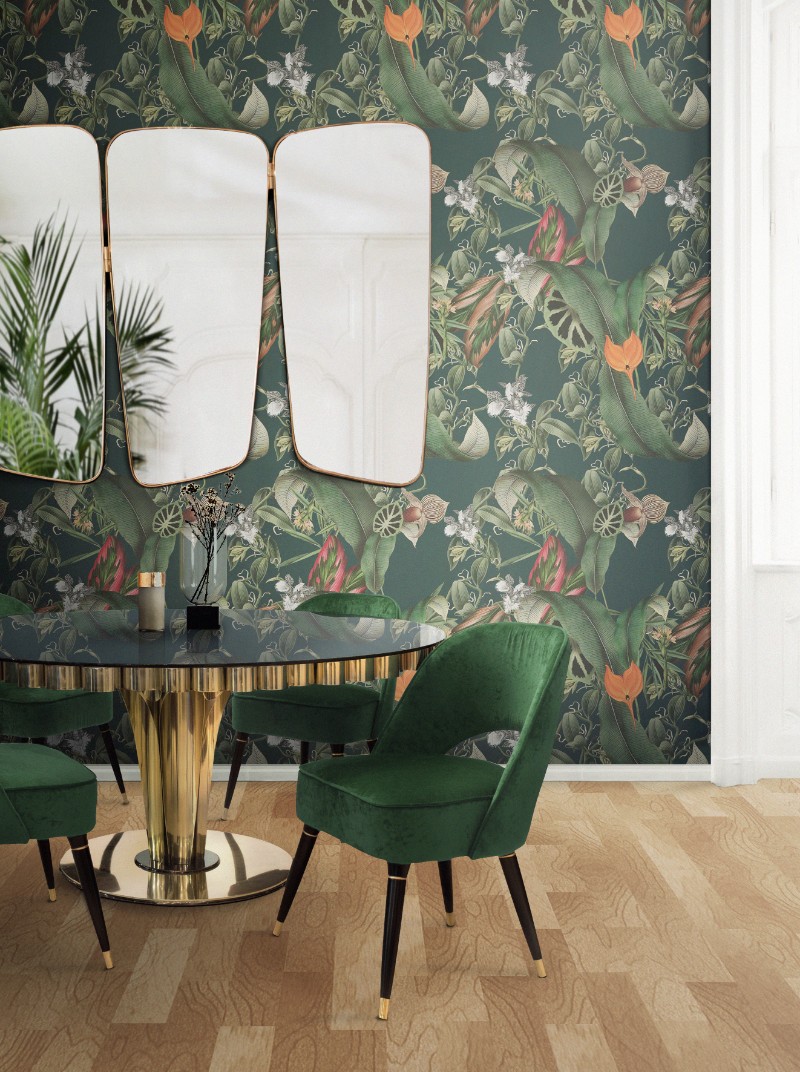Mid Century Wallpaper Design Living Room - HD Wallpaper 