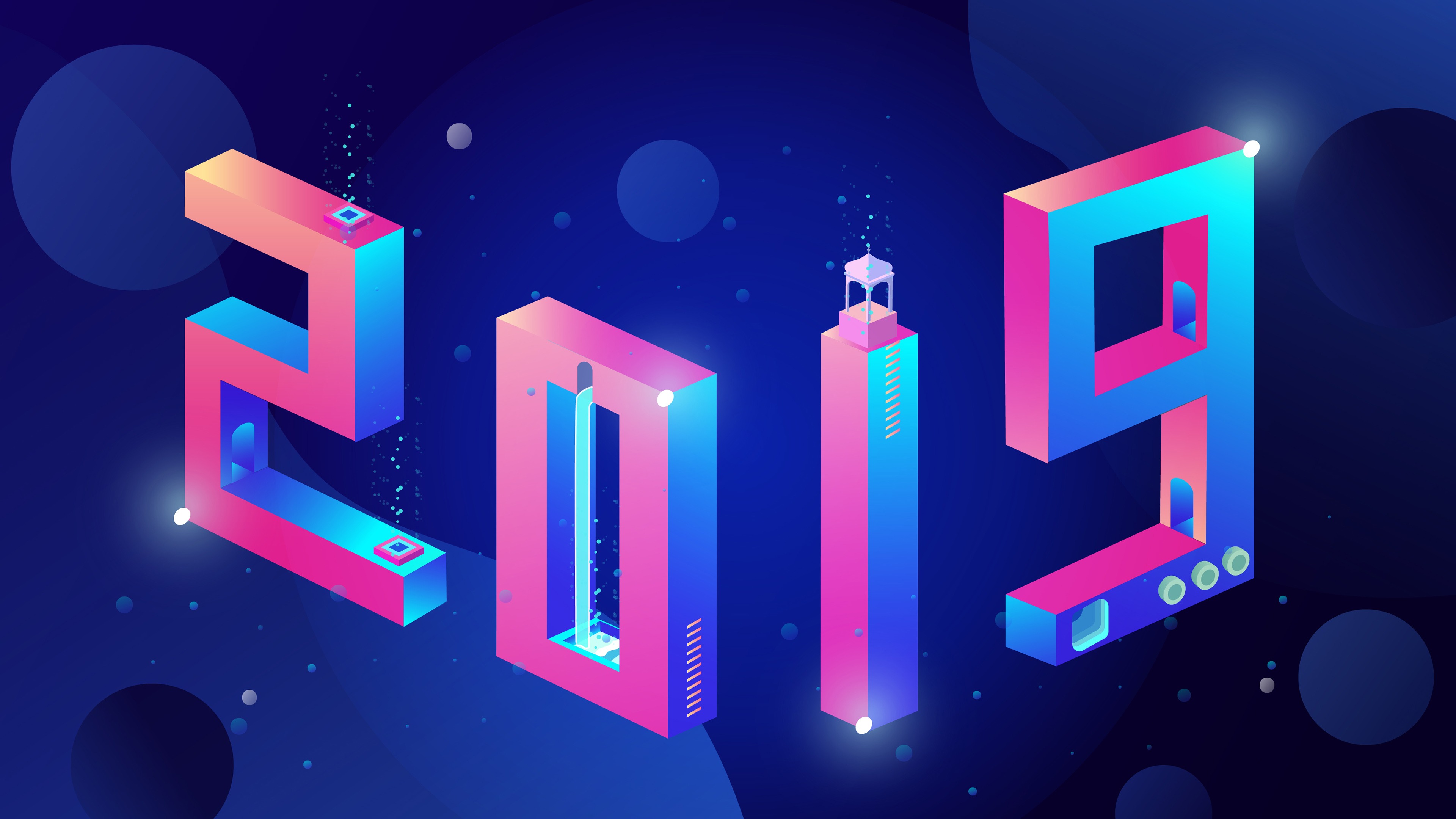 2019 New Year 3d Design 4k Wallpaper Hd - 2019 Wallpaper Hd 3d - HD Wallpaper 