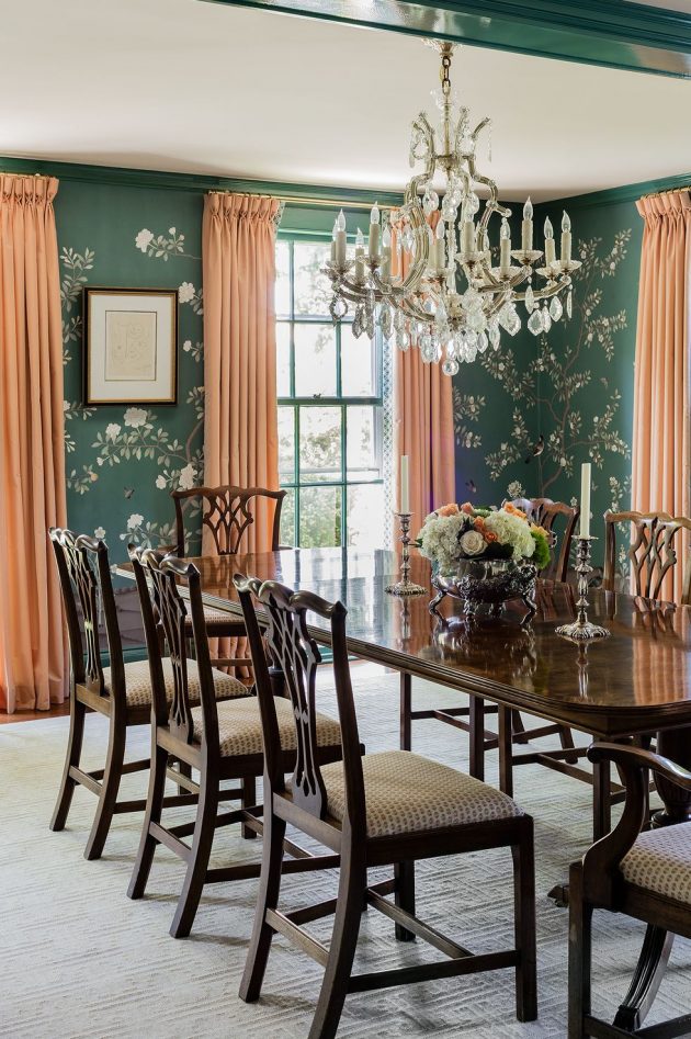 Large Chinoiserie In Dining Room - HD Wallpaper 