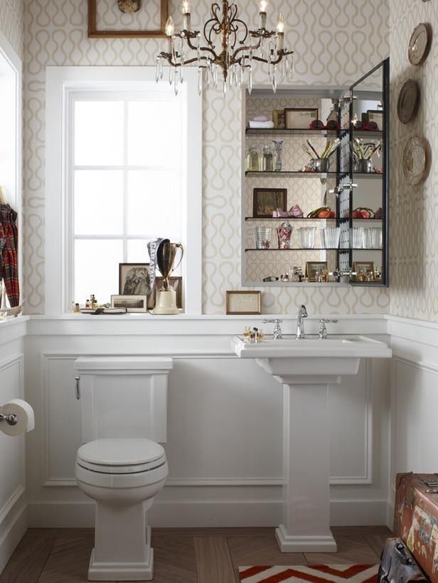 Small Bathroom Classic Design - HD Wallpaper 