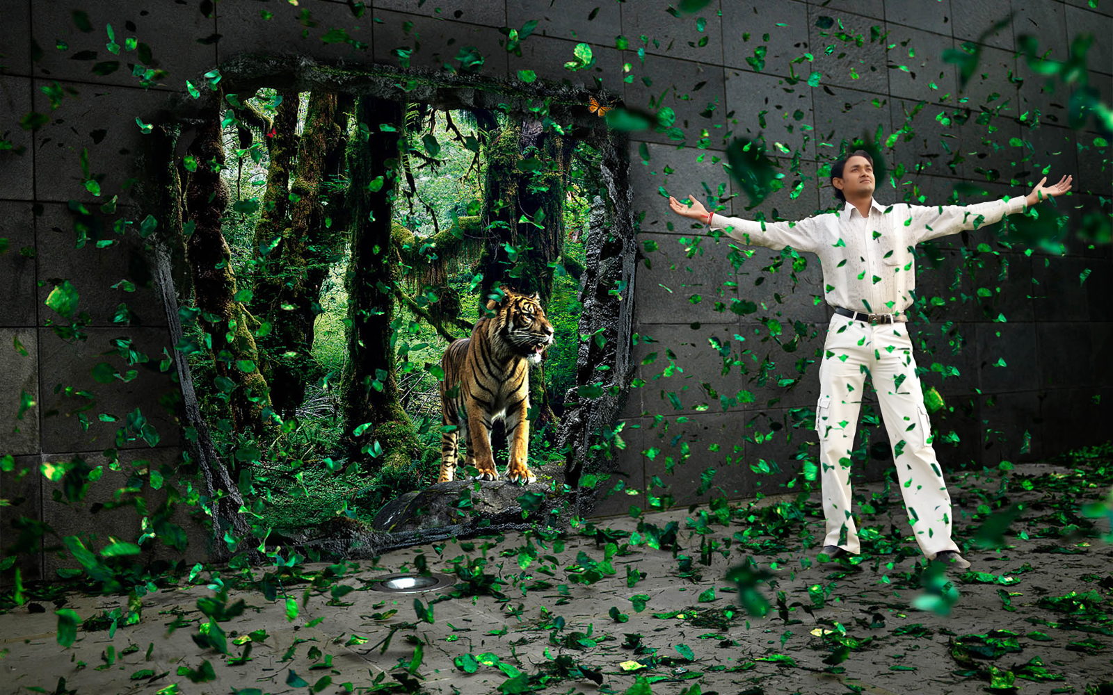 Photo Manipulation Smart Boy With Lion In Forest Wallpaper - Matrix Virtual Reality - HD Wallpaper 