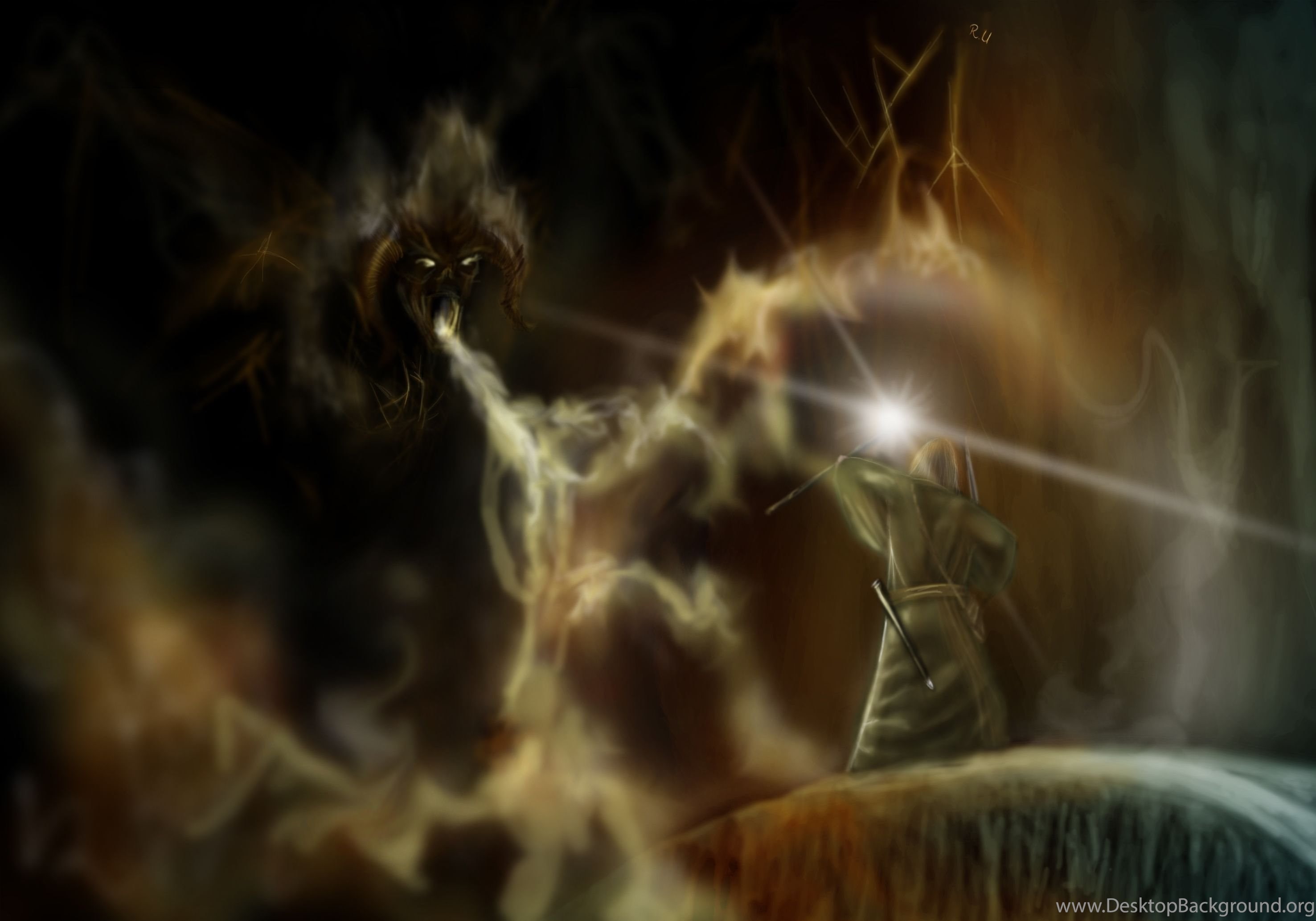 Balrog Gandalf The Lord Of Rings 
 Data Src Cool Balrog - Gandalf Vs Balrog Wallpaper Hd - HD Wallpaper 