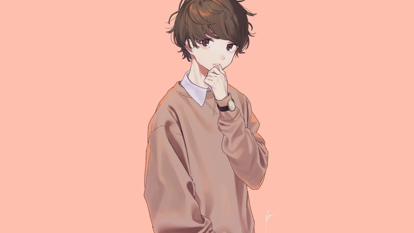 Anime Boy, Pretty, Cute, Brown Hair - Cover Photo Anime Boy - 1366x768  Wallpaper 