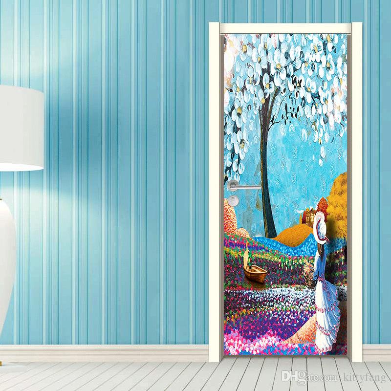 Painting On The Back Of Bedroom Door - HD Wallpaper 