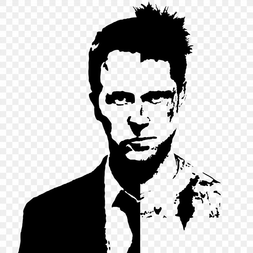 Brad Pitt Tyler Durden Fight Club Stencil Film, Png, - Fight Club Stencil - HD Wallpaper 