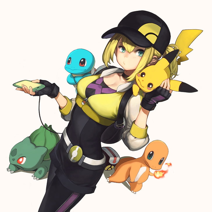 Lillie, Pokemon, Charmander, Pikachu, Bulbasaur, Squirtle, - Human Squirtle Charmander Bulbasaur - HD Wallpaper 