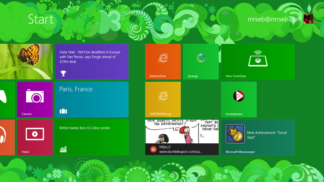 Windows 8 Rtm, Green Start Screen, Showing New Desktop - Windows 8 Green - HD Wallpaper 