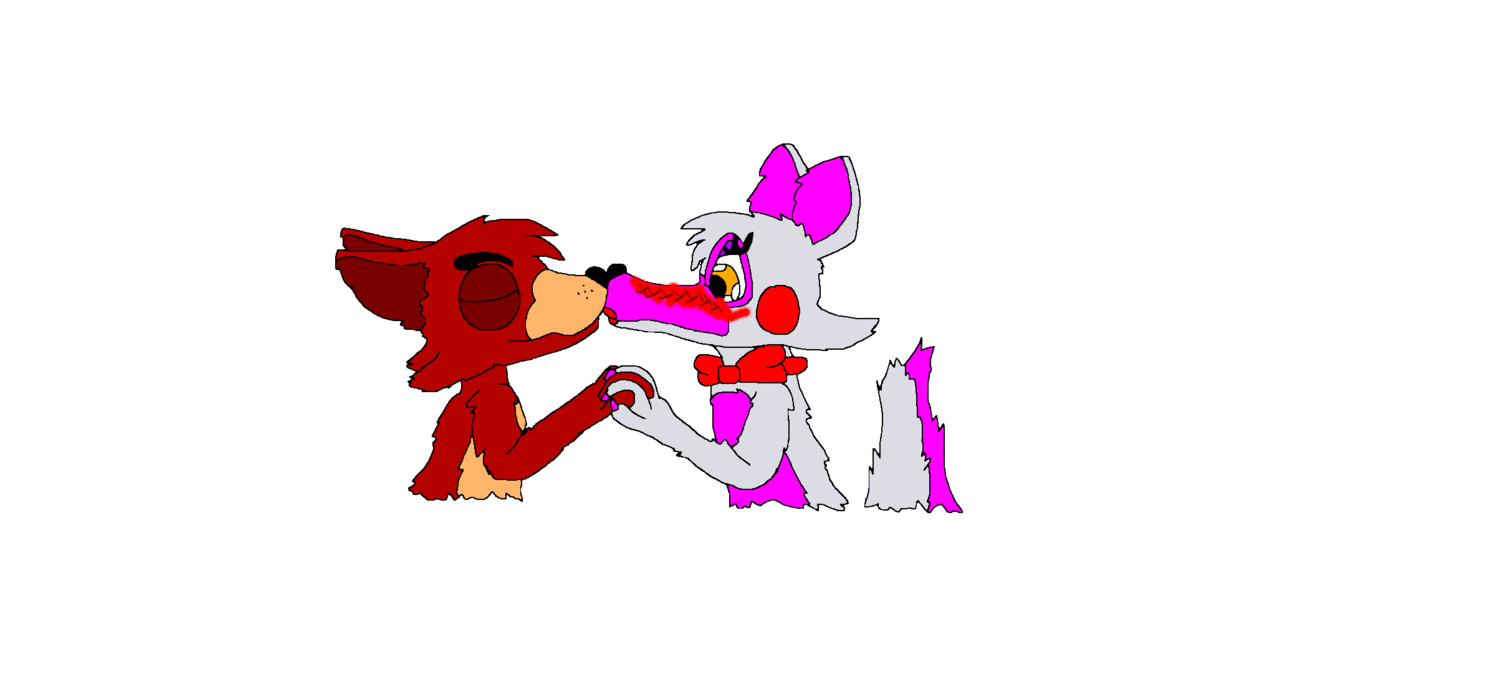 Thumb Image - Fnaf Foxy And Mangle Kiss Drawing - HD Wallpaper 