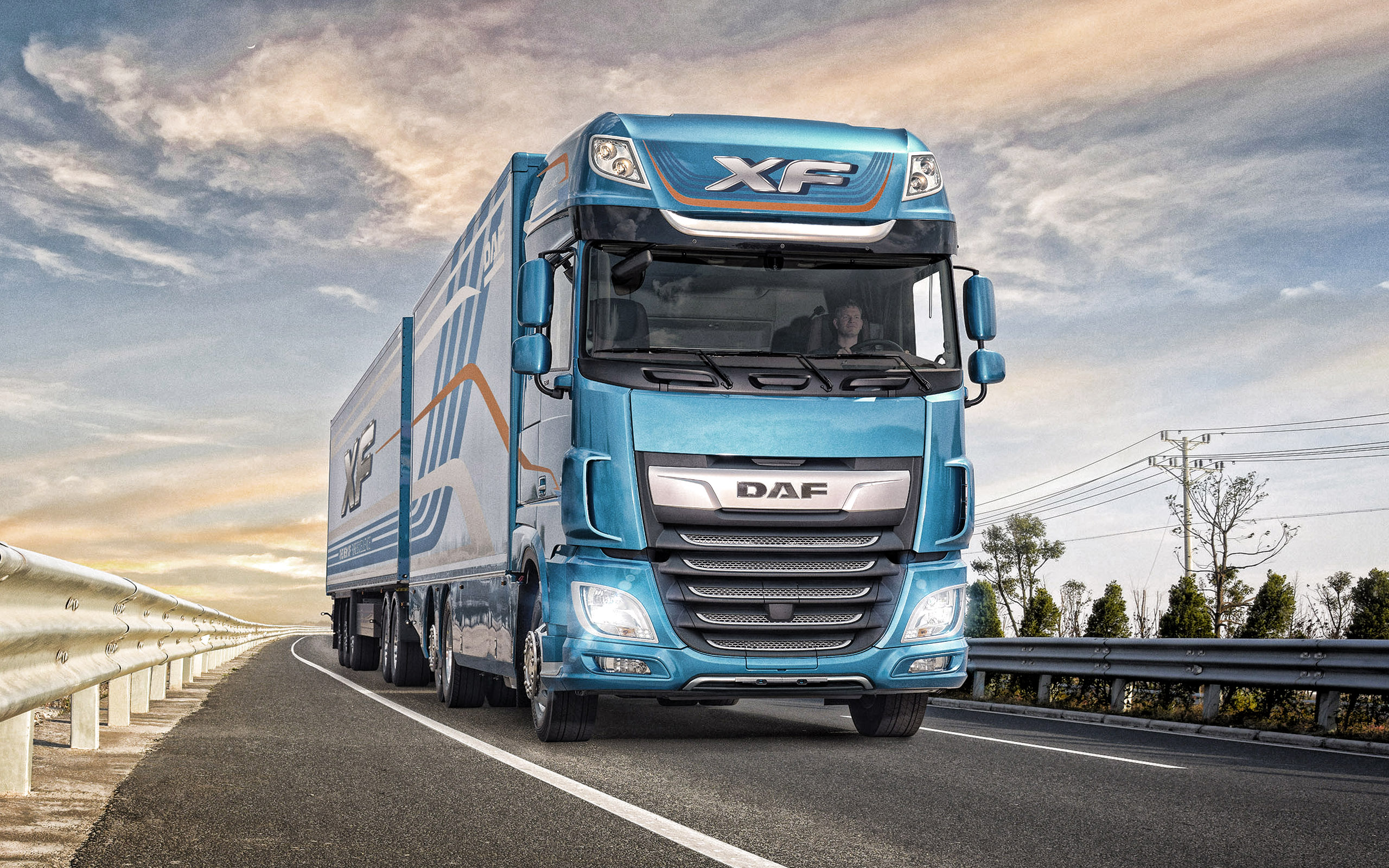 Daf Xf, 2019, Truck With Trailer, New Blue Xf, Trucking - Daf Vrachtwagen - HD Wallpaper 