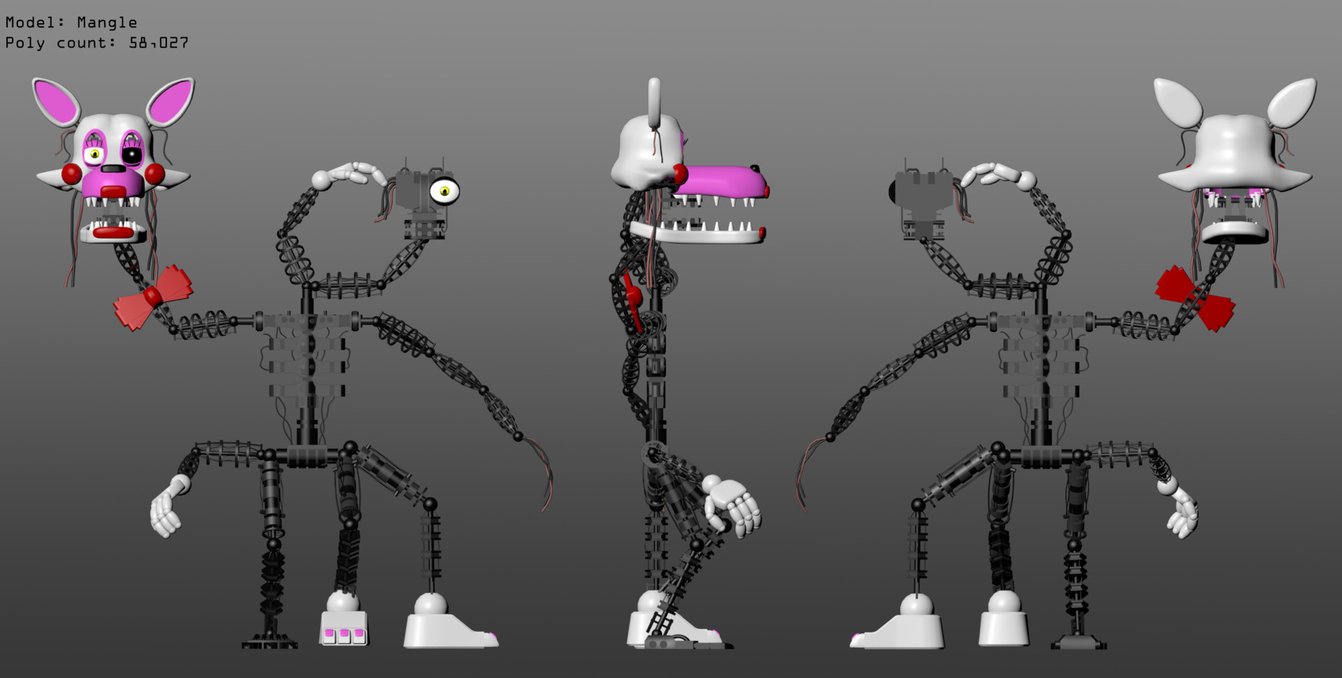 Fnaf 2 Mangle 3d Model - HD Wallpaper 