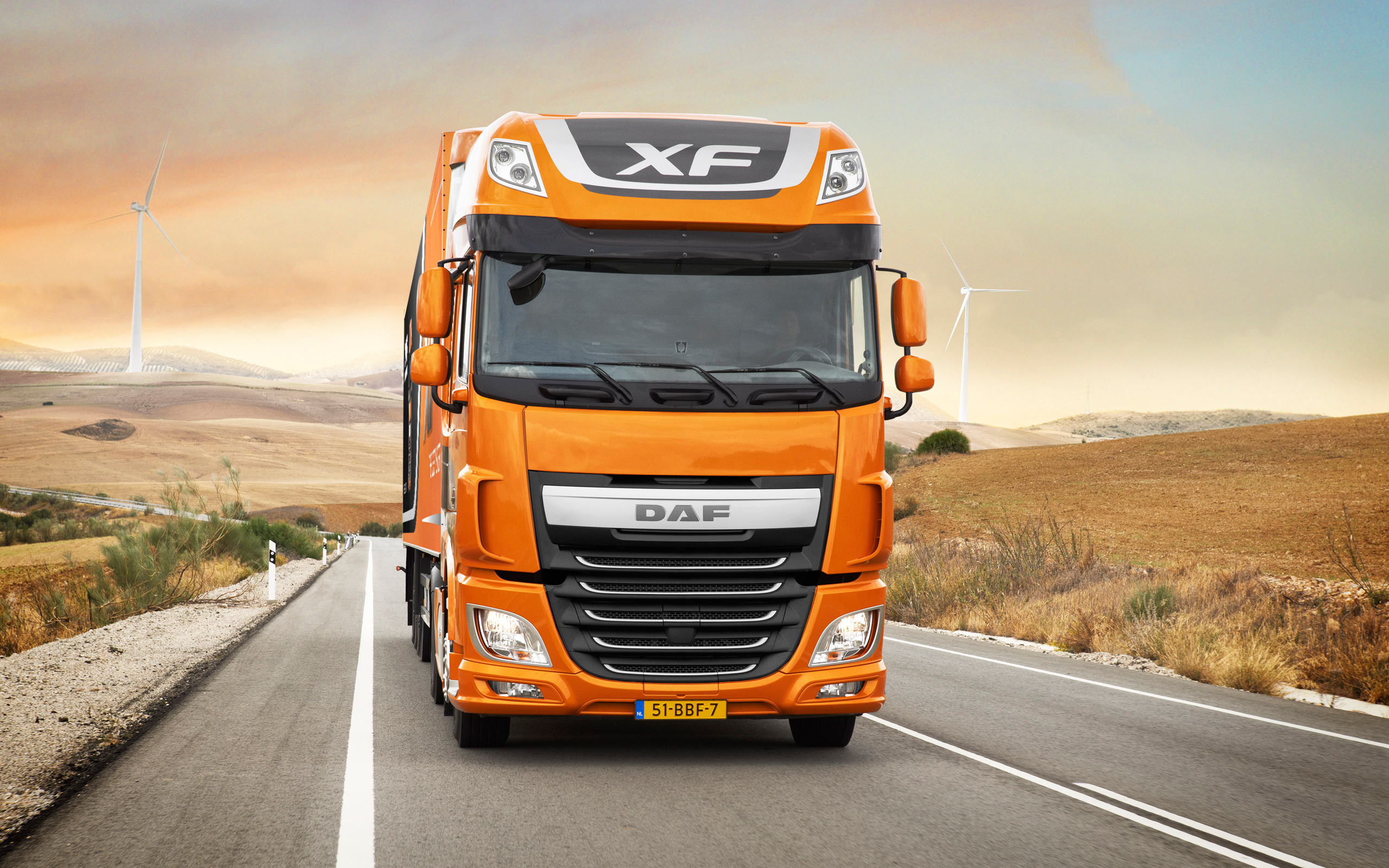 Daf Xf, 2017, Euro-6, New Trucks, Orange Daf, Road, - HD Wallpaper 