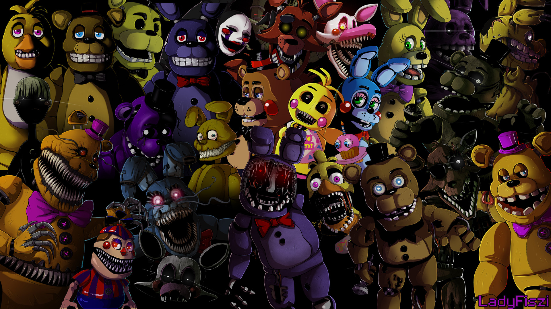 Fnaf Wallpaper Background Px, - Five Nights At Freddy's Animatronics - HD Wallpaper 