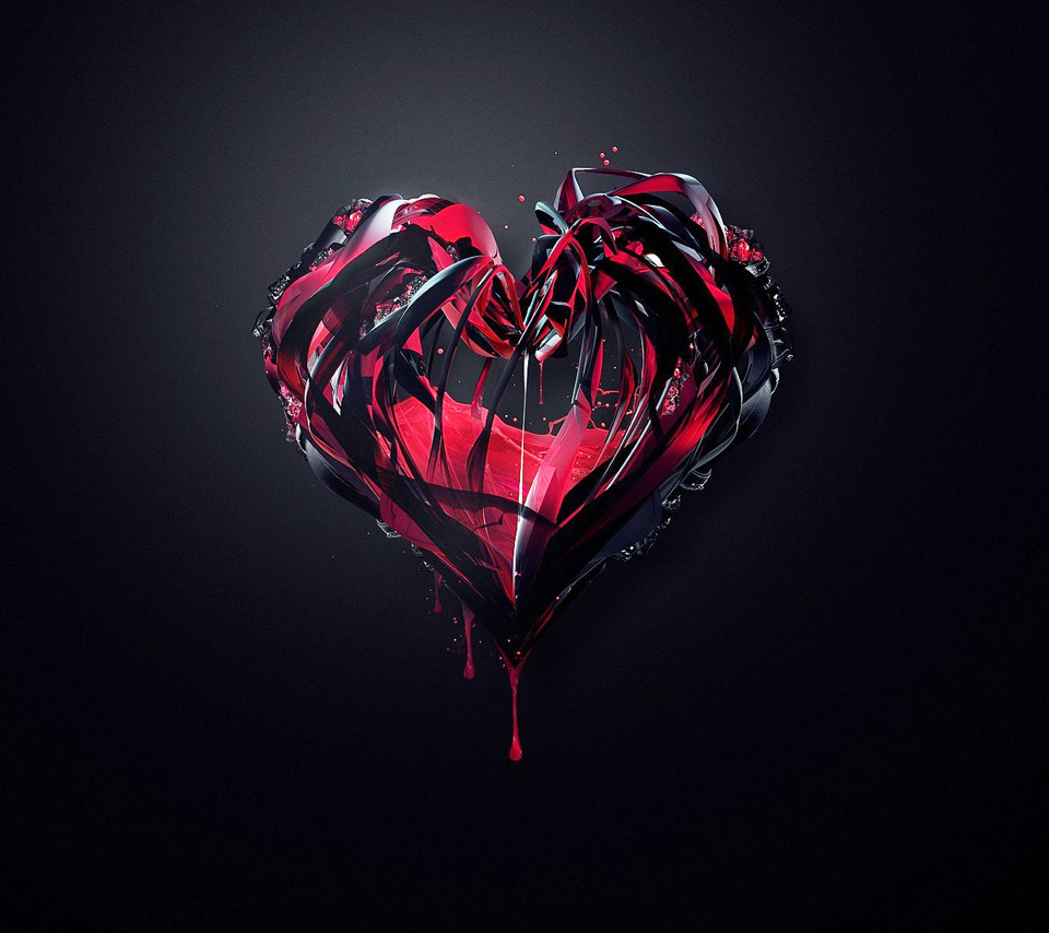 Heart, Black, And Red Image - Emo Broken Black Heart - HD Wallpaper 