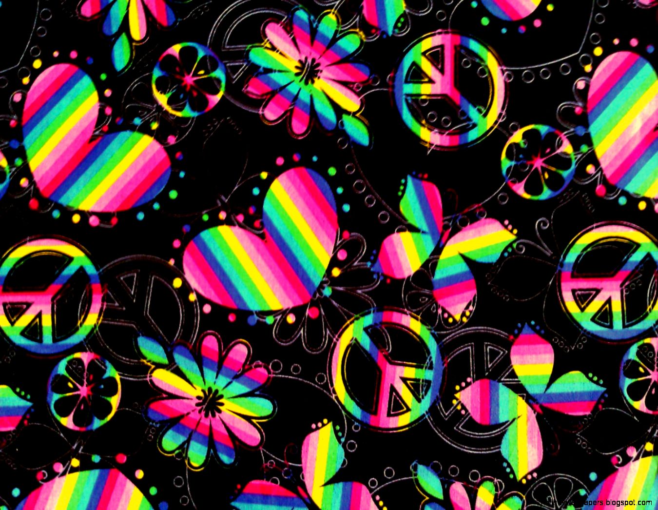 Zebra Peace Sign Wallpapers - Neon Rainbow Peace Sign - HD Wallpaper 