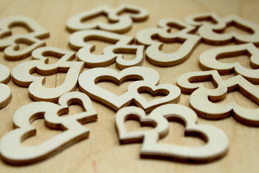 Heart, Hearts, Wooden, Feeling, Romantic, Symbols, - HD Wallpaper 