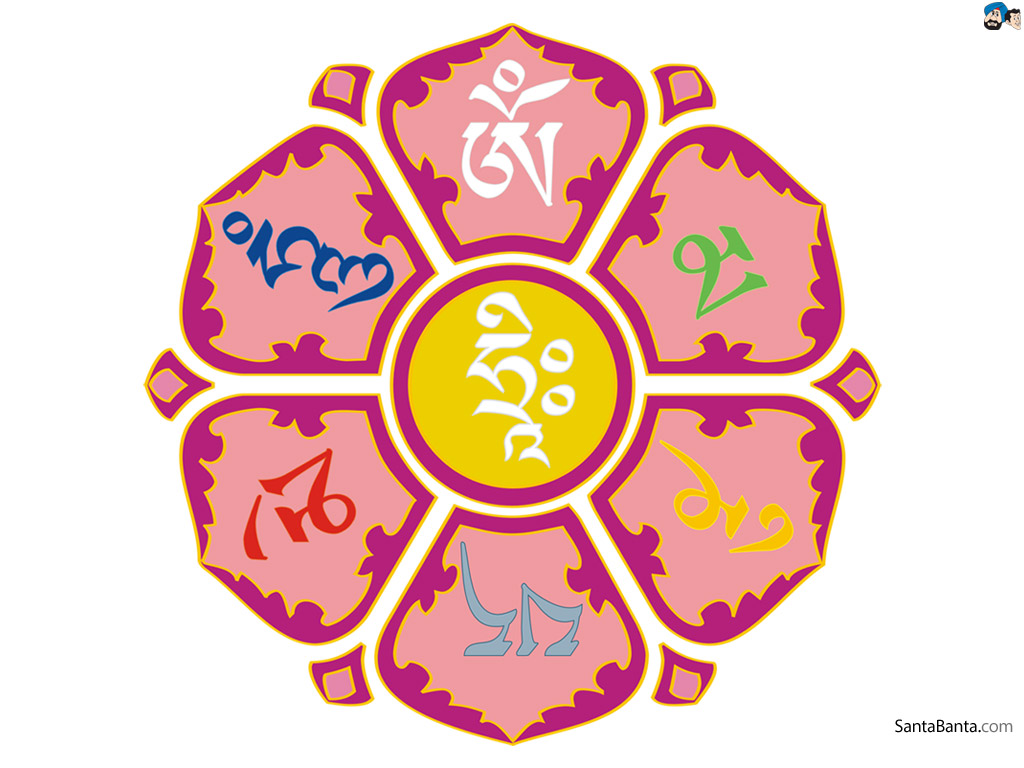 Buddhist Symbols Wallpaper - Om Mani Padme Hum Hri - HD Wallpaper 