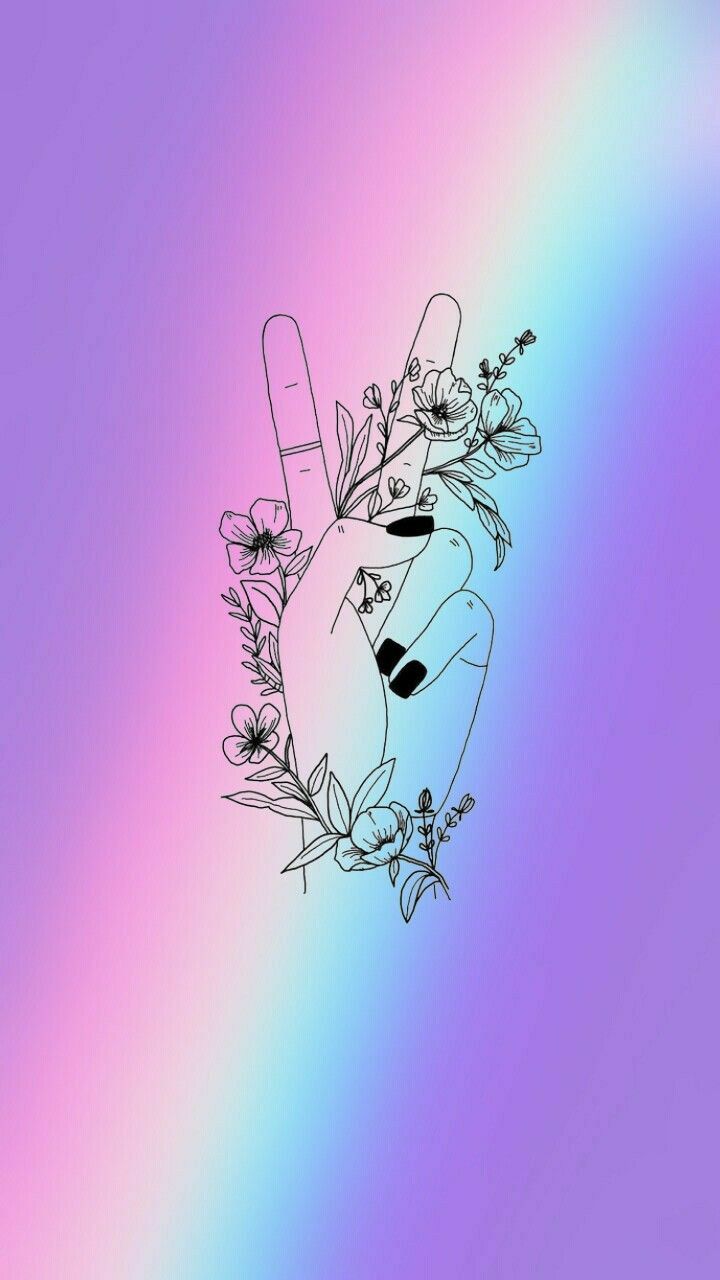 Peace Sign Hand With Flowers - HD Wallpaper 