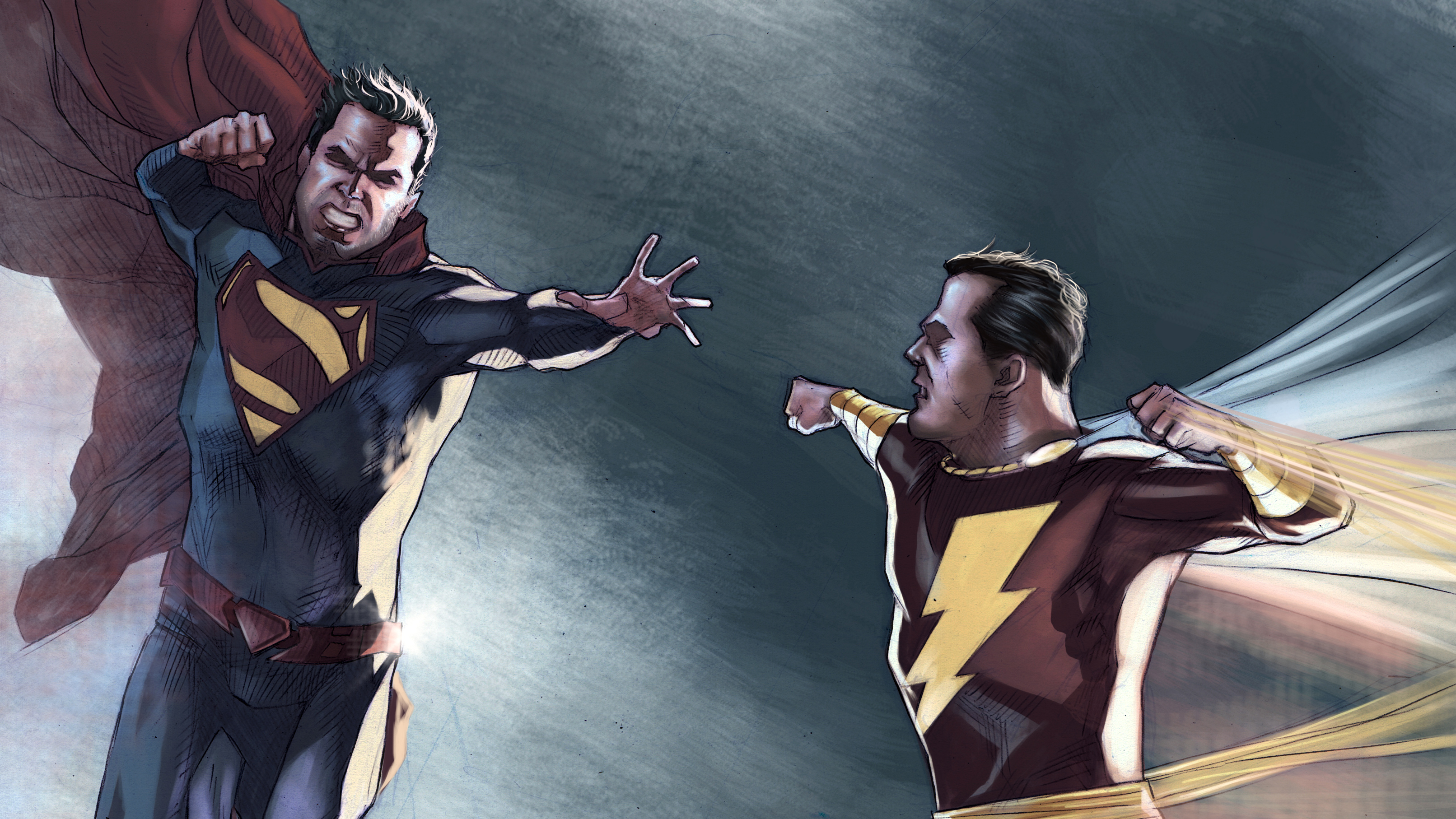 Family Shazam And Superman Vs Black Adam - HD Wallpaper 
