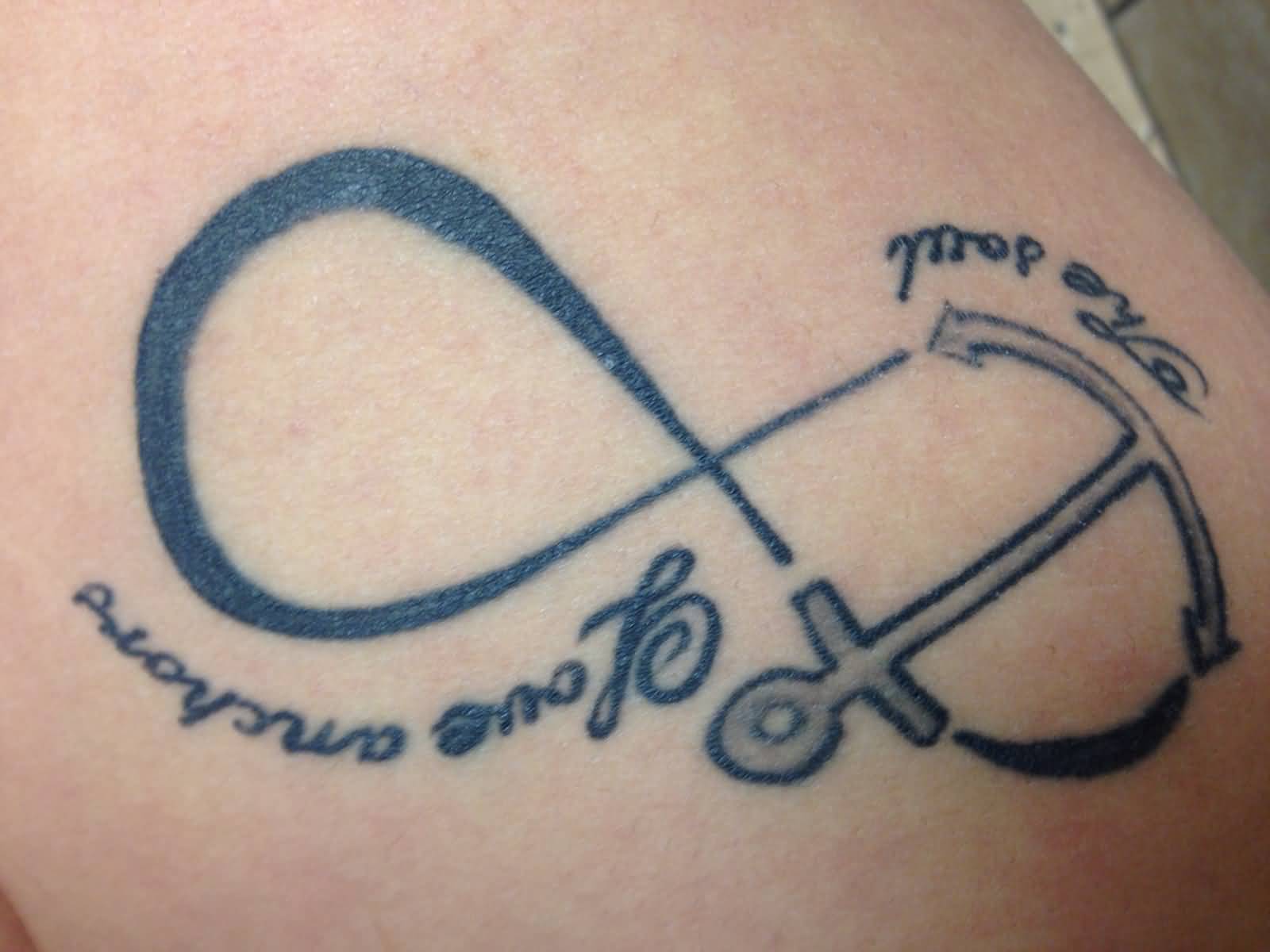Infinity Anchor With Lettering Tattoo - Infinity Lettering Tattoo Design - HD Wallpaper 